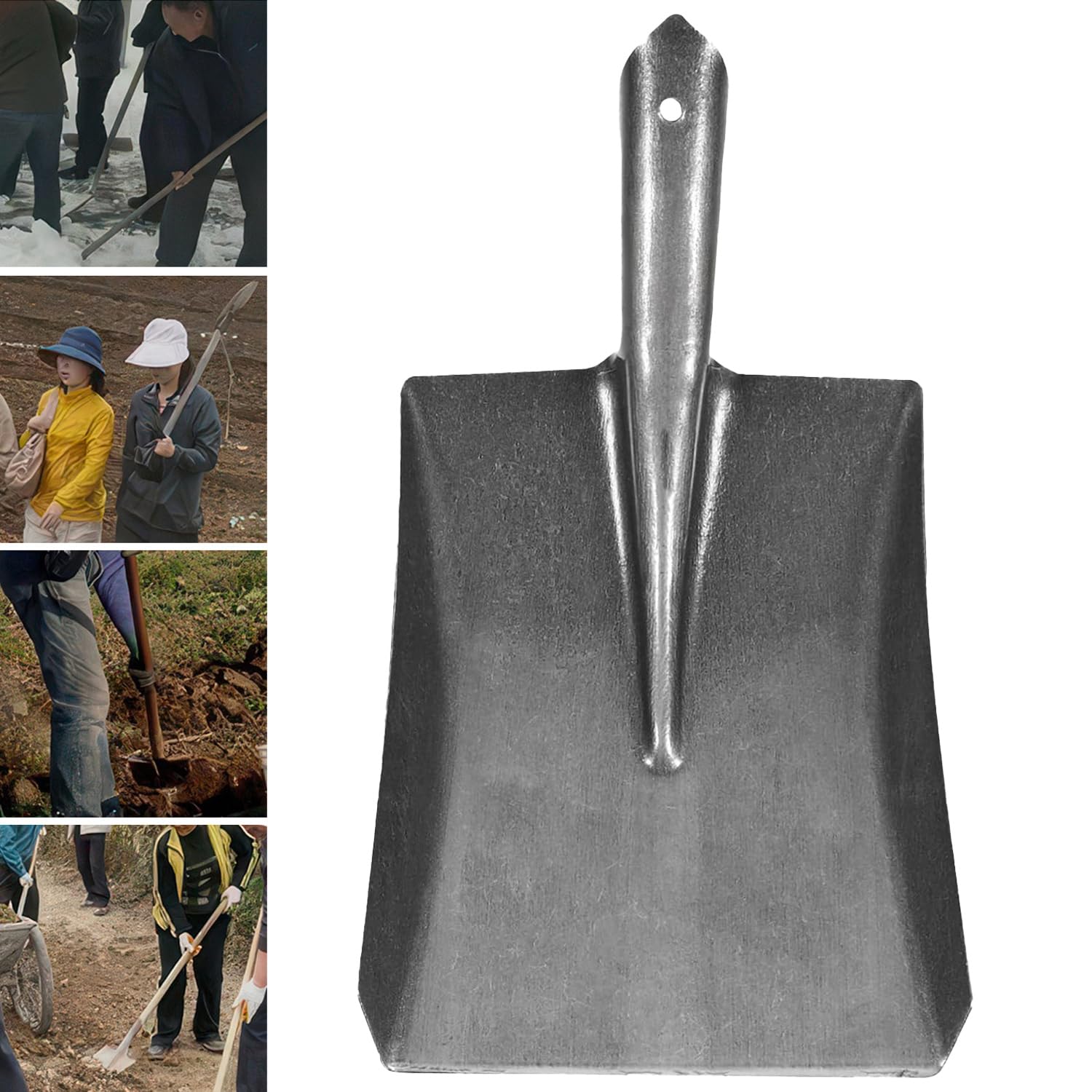 Garden Shovel Heavy Duty Multifunctional Digging Spade with Wooden Handle for Landscaping, Gardening, Contractor, DIY, Trenching, Outdoor Tasks (Square Shovel Head Only)