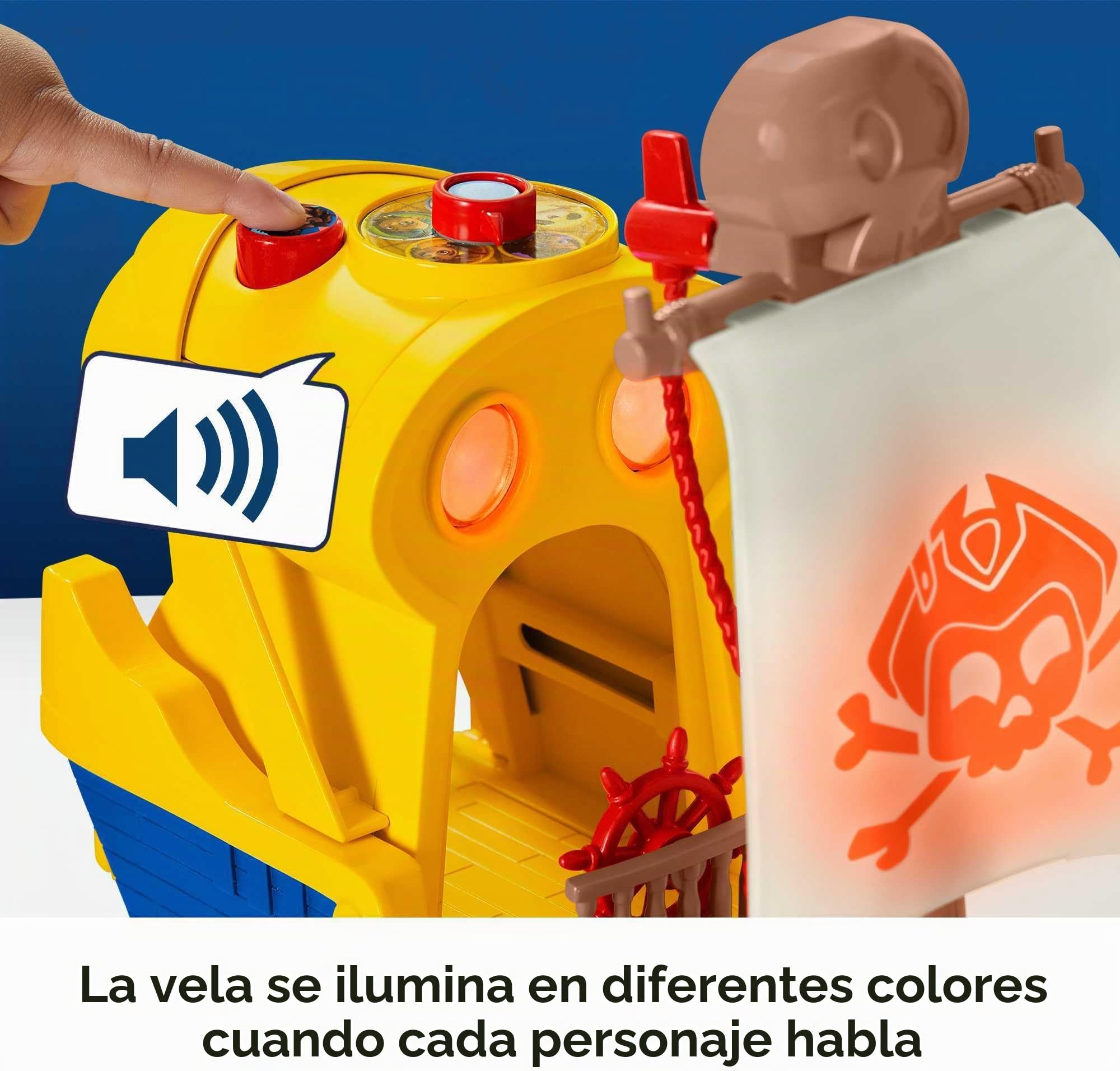 Fisher-Price Nickelodeon Santiago of The Seas Lights & Sounds El Bravo Pirate Ship Juego Interactivo con Figura de Personaje, Juego de simulaci n a Partir de 3 a os