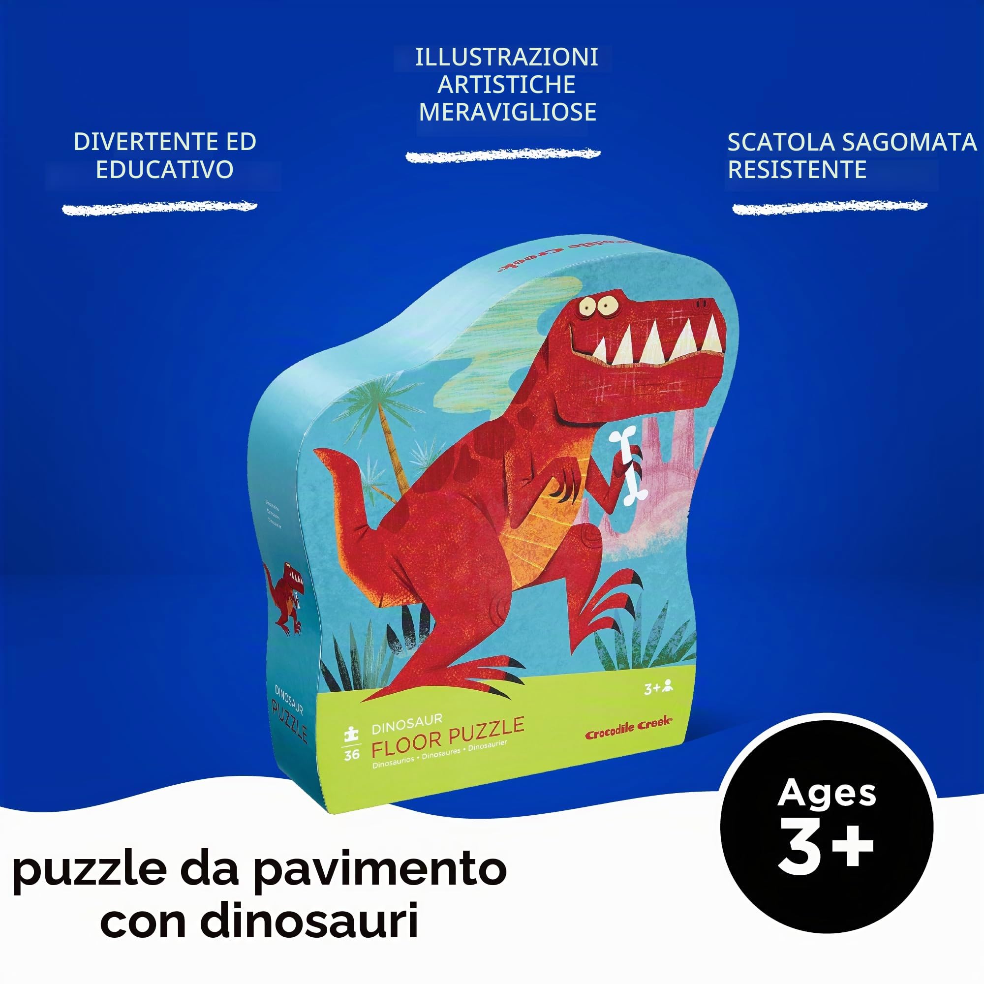 Bertoy 384072-9 - Puzzle a forma di dinosauro, 36 pezzi