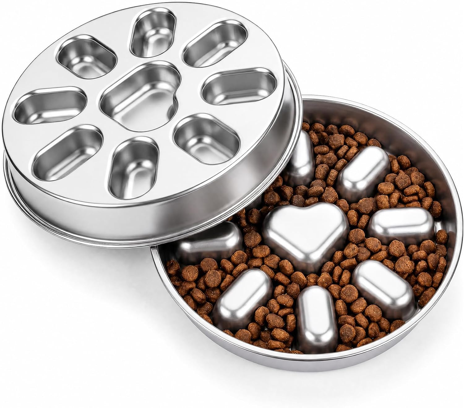 2 Pcs Slow Feeder Dog Bowl, 2 Cups Stainless Steel Dog Slow Feeder Food Bowl for Puzzle Maze Medium Small Dogs or Cat to Eat Slowly, Pet Supplies Dishwasher Safe
