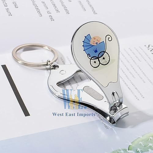 Miniatura 7 de Baby Shower Boy Llavero azul (12 piezas) cortaúñas y abrebotellas regalo de fiesta para invitados Recuerdos de Mi Baby Shower