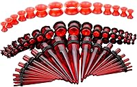 CABBEKALLO 50pcs Ear Stretching Kit: Silicone Tunnels, Acrylic Tapers & Plugs 14G-00G Gauges for Safe Beginner Stretching