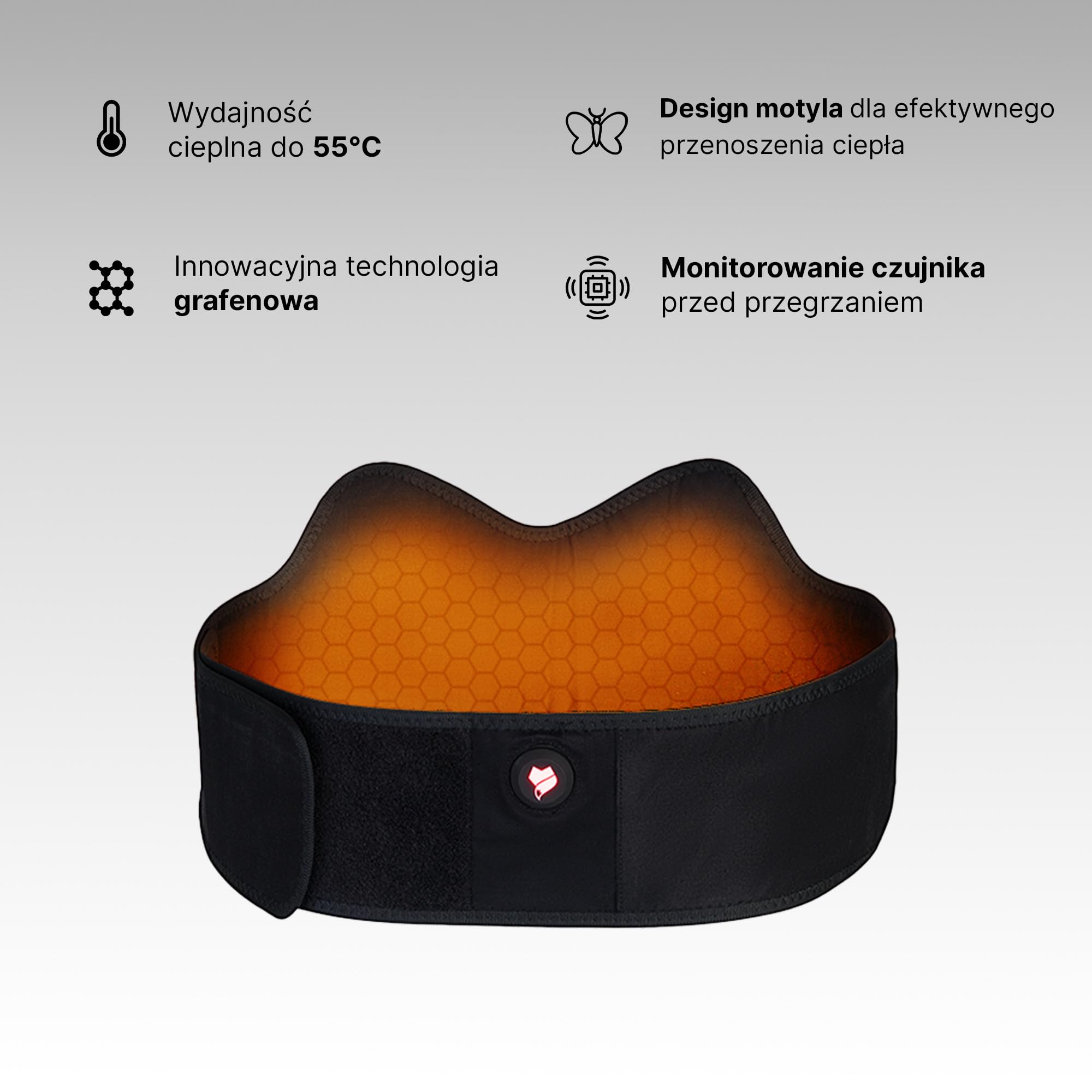 Vulpés HeatBelt Pro 10 – inteligentny pas grzewczy na podczerwień | urządzenie medyczne do pleców, nerek i miednicy | sterowanie za pomocą smartfona | organiczny materiał z bambusa
