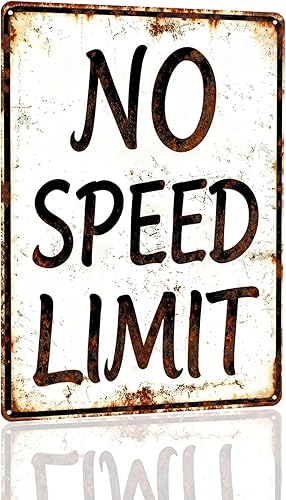 Regalos para hombres y niños, cartel vintage de lata de metal con texto en inglés "No Speed Limit", decoración artística de pared con temática retro