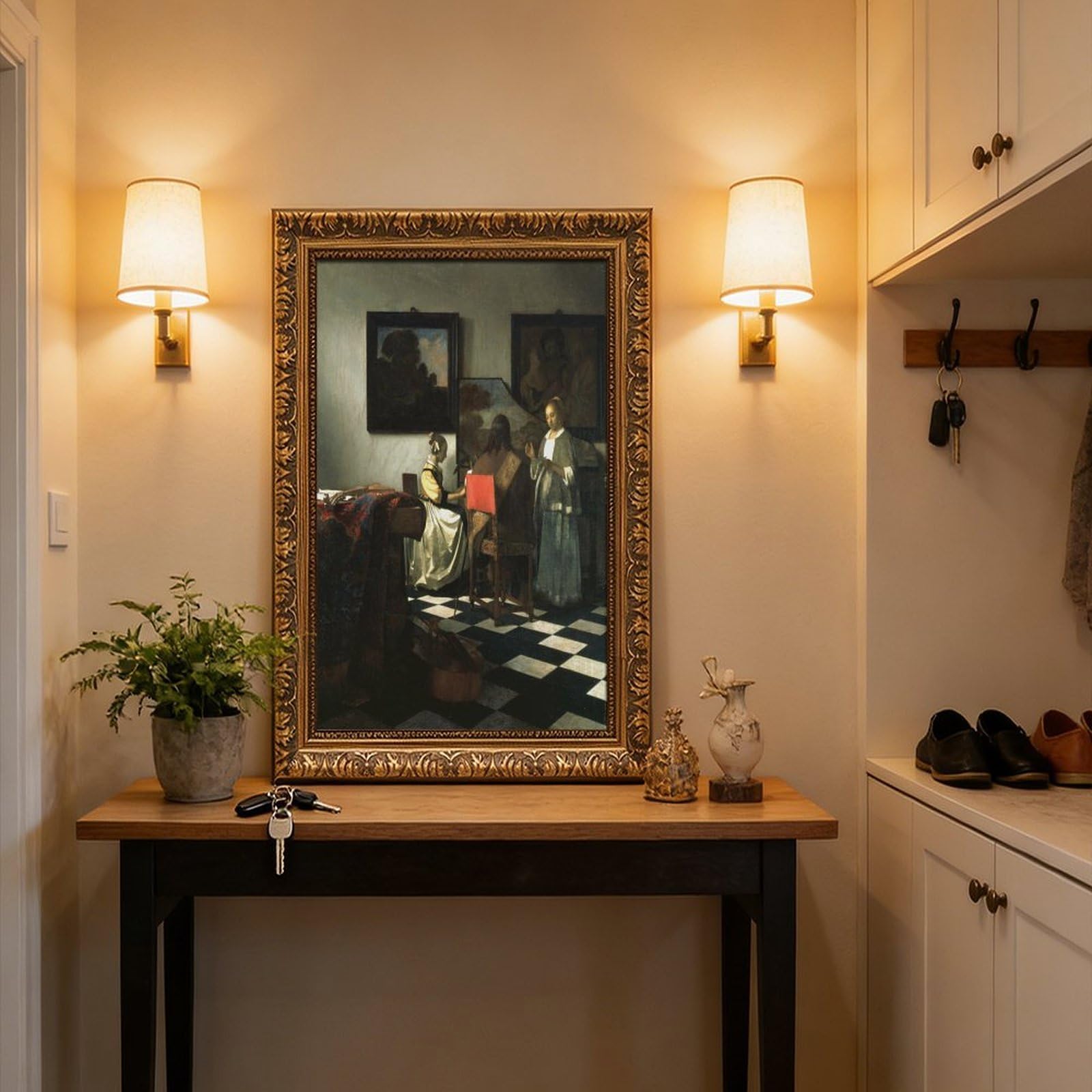 WCYB The Concert by Johannes Vermeer Poster stampe su tela Deco Dipinti Wall Art Hangable Frame 61 cm L x 91,4 cm W