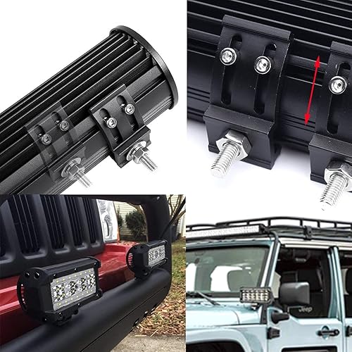 Miniatura 7 de Kit de soportes de montaje de barra de luz LED, 2 soportes de base deslizante montados en la parte inferior, ajustable, universal para vainas LED,