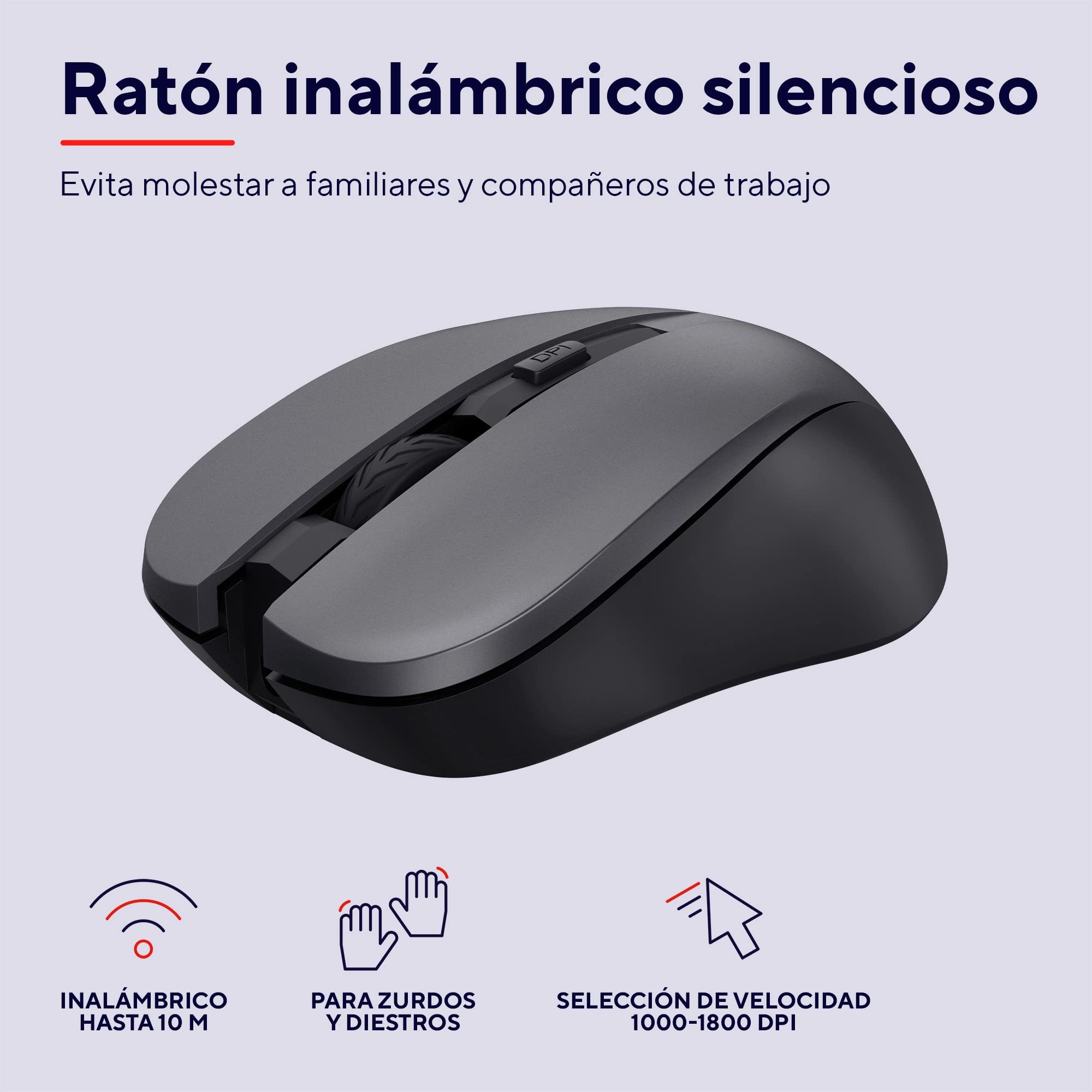 Trust Trezo Spanish QWERTY Wireless Keyboard and Mouse, Sustainable Design, Silent and Ergonomic Keyboard, Wrist Rest, 48 Months of Battery, 2.4 GHz, Mac, PC, Laptop