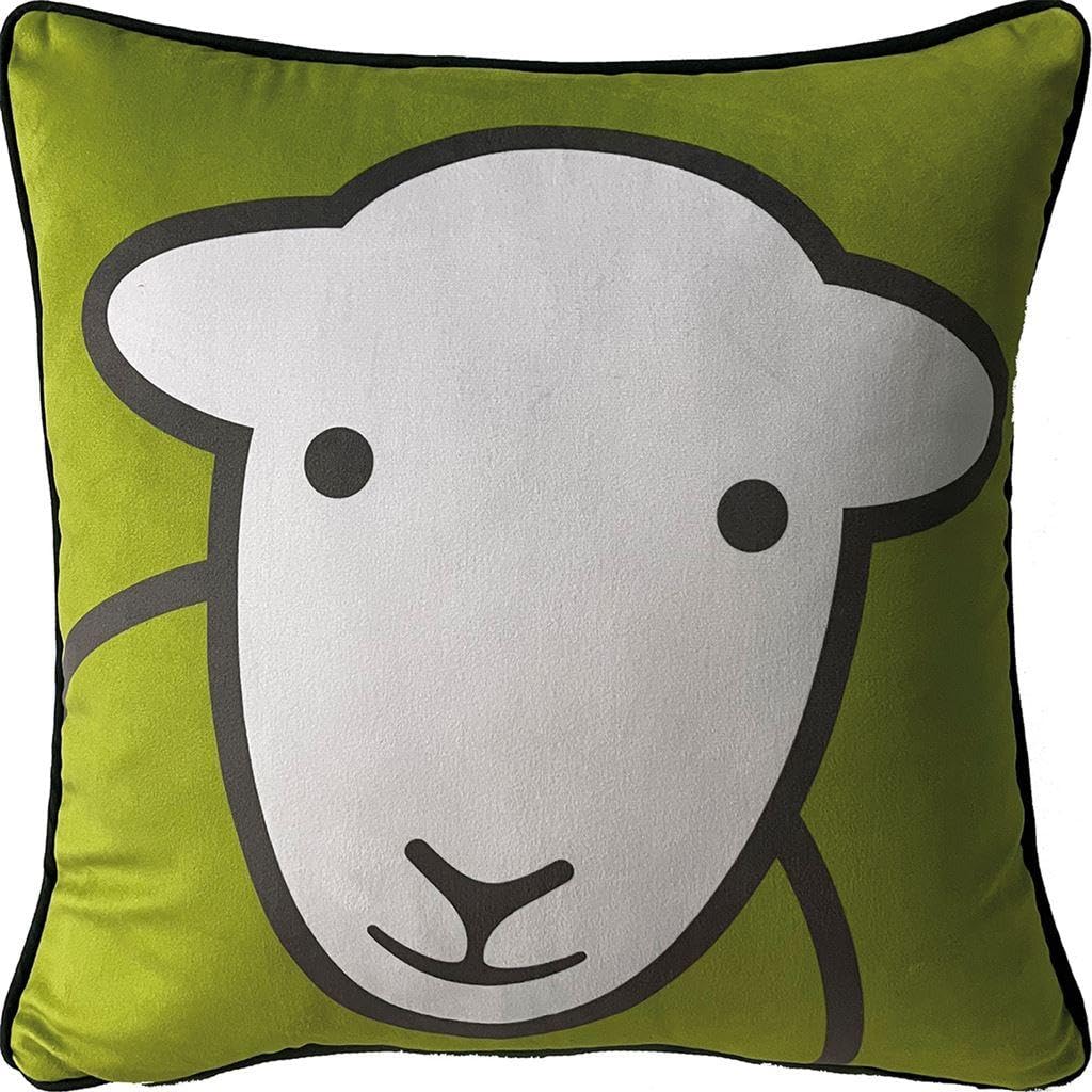 Herdy Green/White Hello Velvet Filled Cushion 40Cm X 40Cm