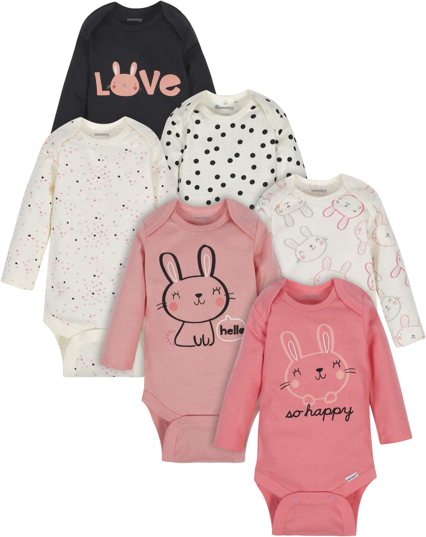 Onesies Brand, Unisex Baby, 6-Pack Long Sleeve Bodysuits