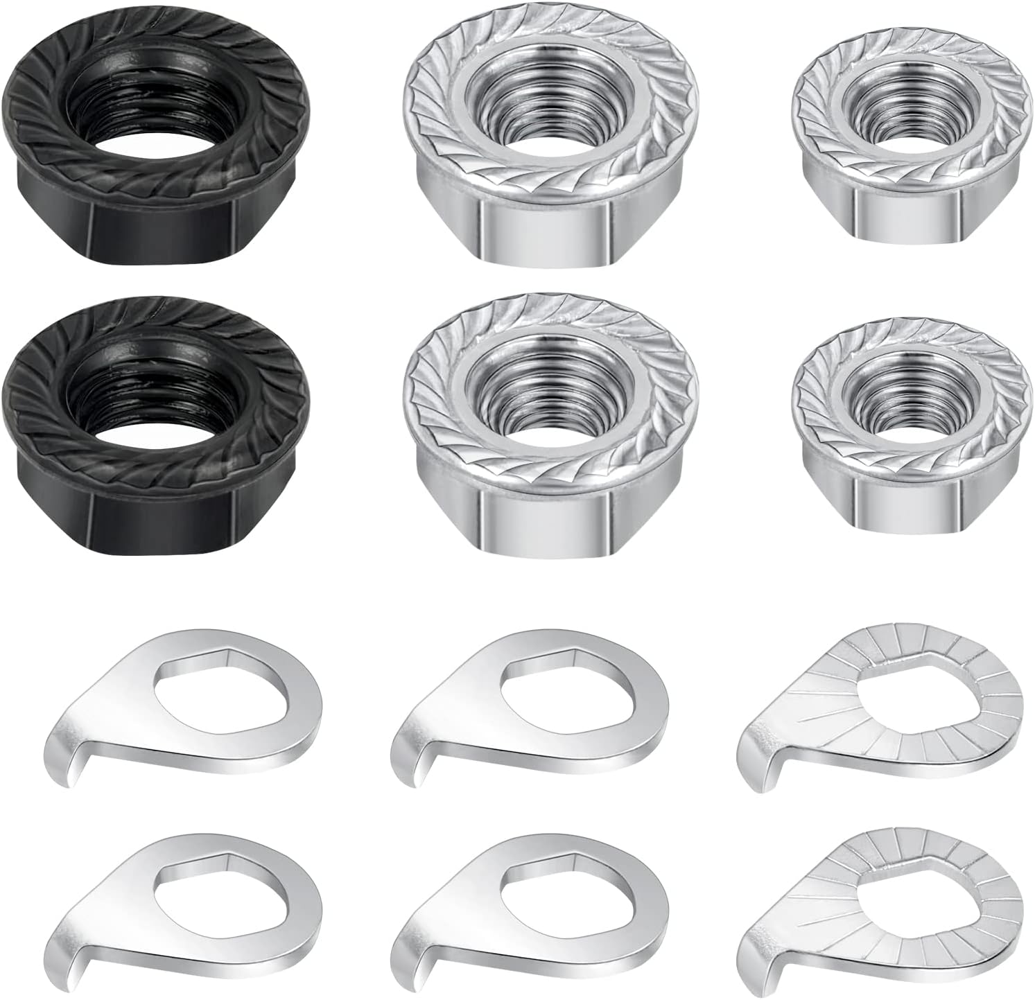 Pomkon Bike Hub Nut and Bike Safety Washer Kit, Bicycle Hub Nut M8 M9.5