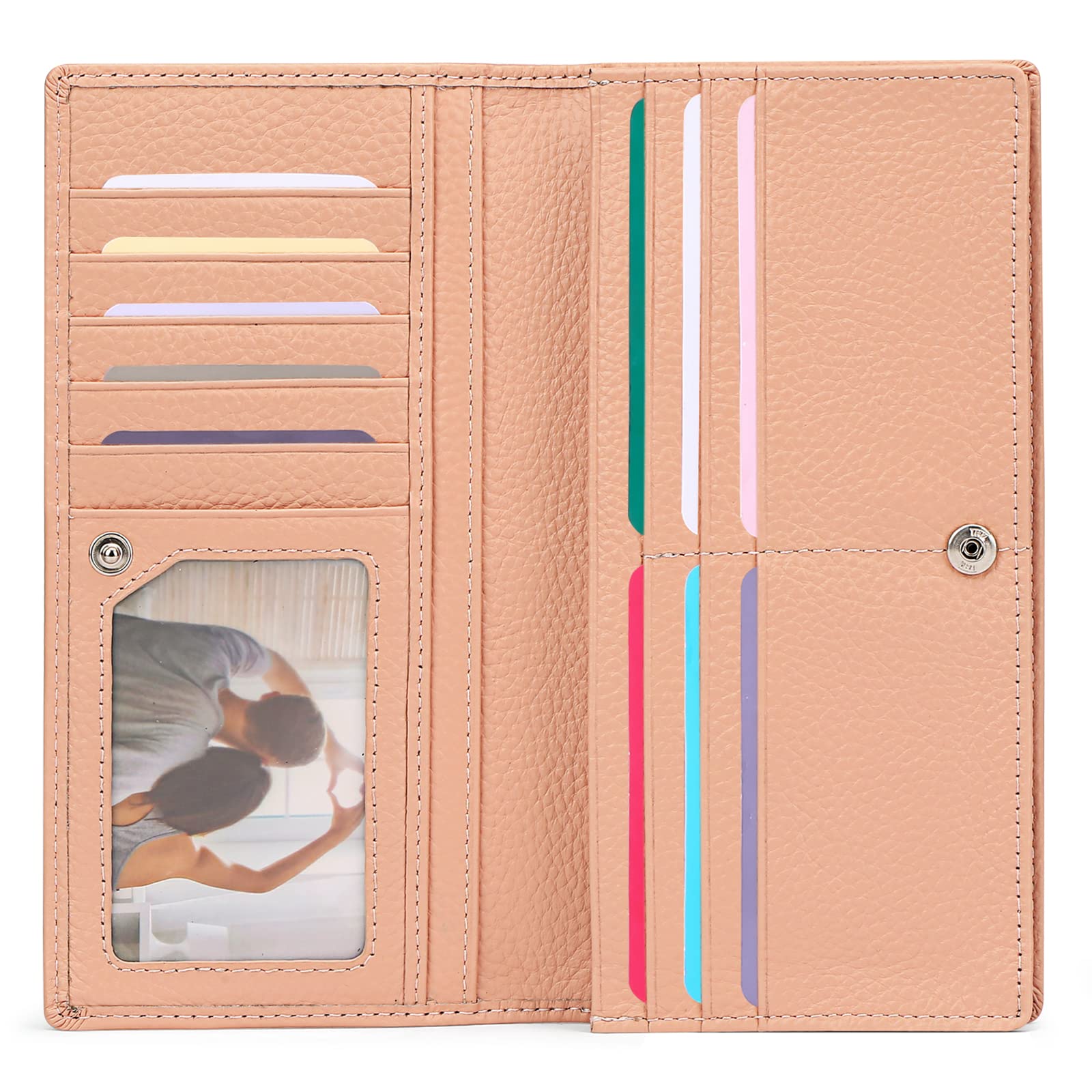 GOIACII Wallets for Women RFID Blocking Ultra Slim Leather Credit Card Holder Clutch