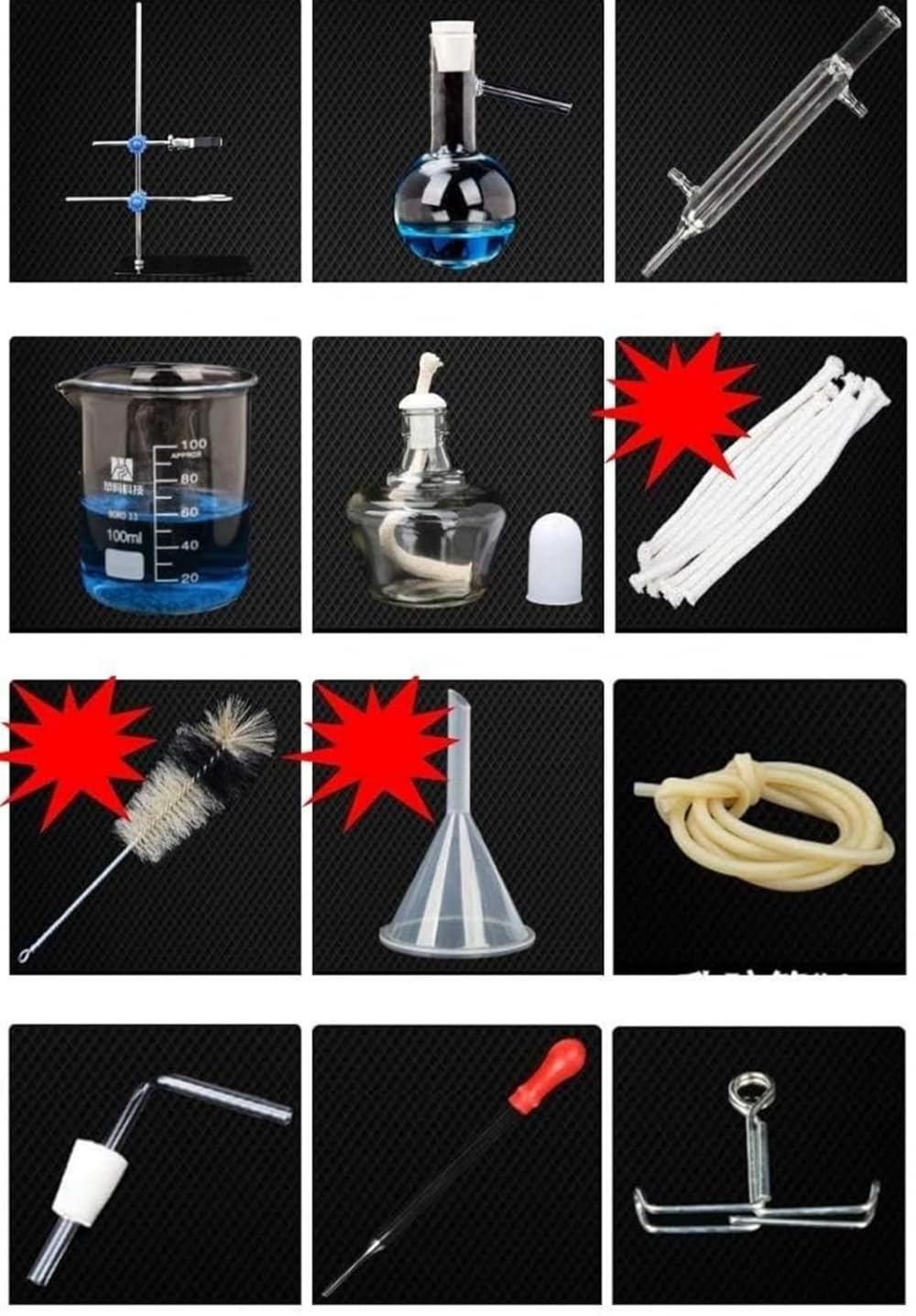 Distillation Appareil Distiller, Distillateur Huile Essentielle 100ml, Kit De Distillation De Verrerie De Laboratoire, Alambic pour Huiles Essentielles