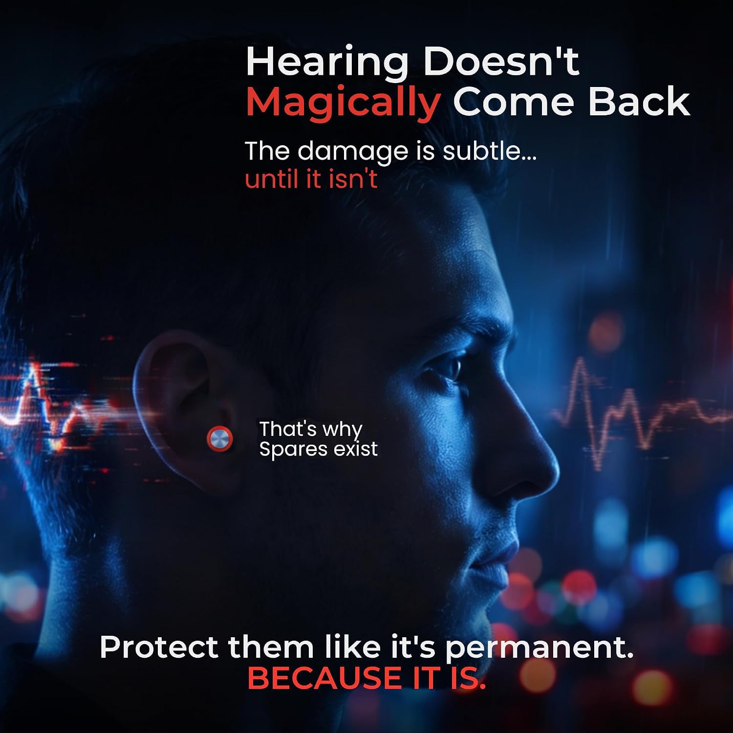 Bouchons d'oreilles en acier inoxydable de qualité professionnelle, haute fidélité. Aspect épuré et discret. Conçu pour une clarté sonore. Réutilisable, lavable et respectueux de l'environnement