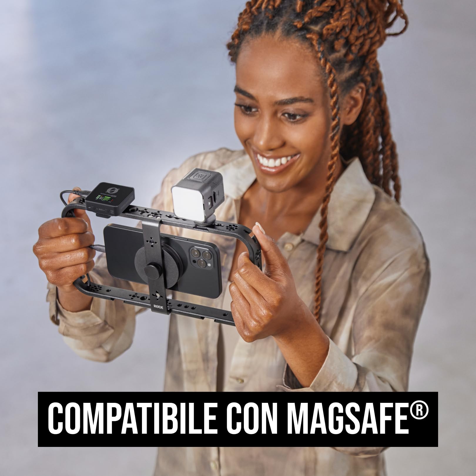 RØDE Phone Cage Gabbia Magnetica per Filmmaking Mobile, Per Creazione di Contenuti Smartphone, Cinque Cold Shoe, Gestione Cavi