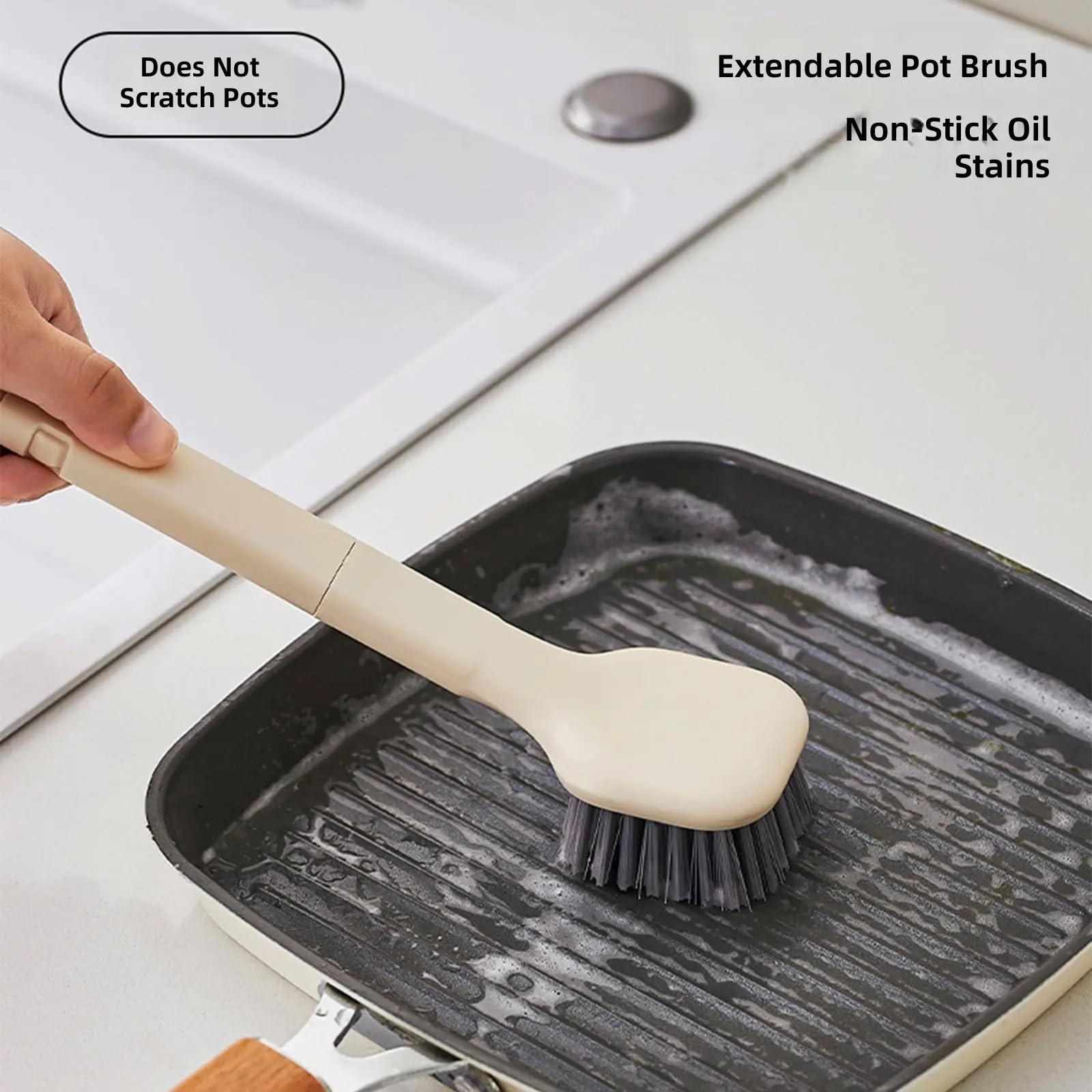 Juego de cepillos de cocina con soporte, base de almacenamiento, esponja y juego de estropajo para fregadero, estufa, utensilios de cocina, encimera, cepillo de baño, fregadero, fregadero