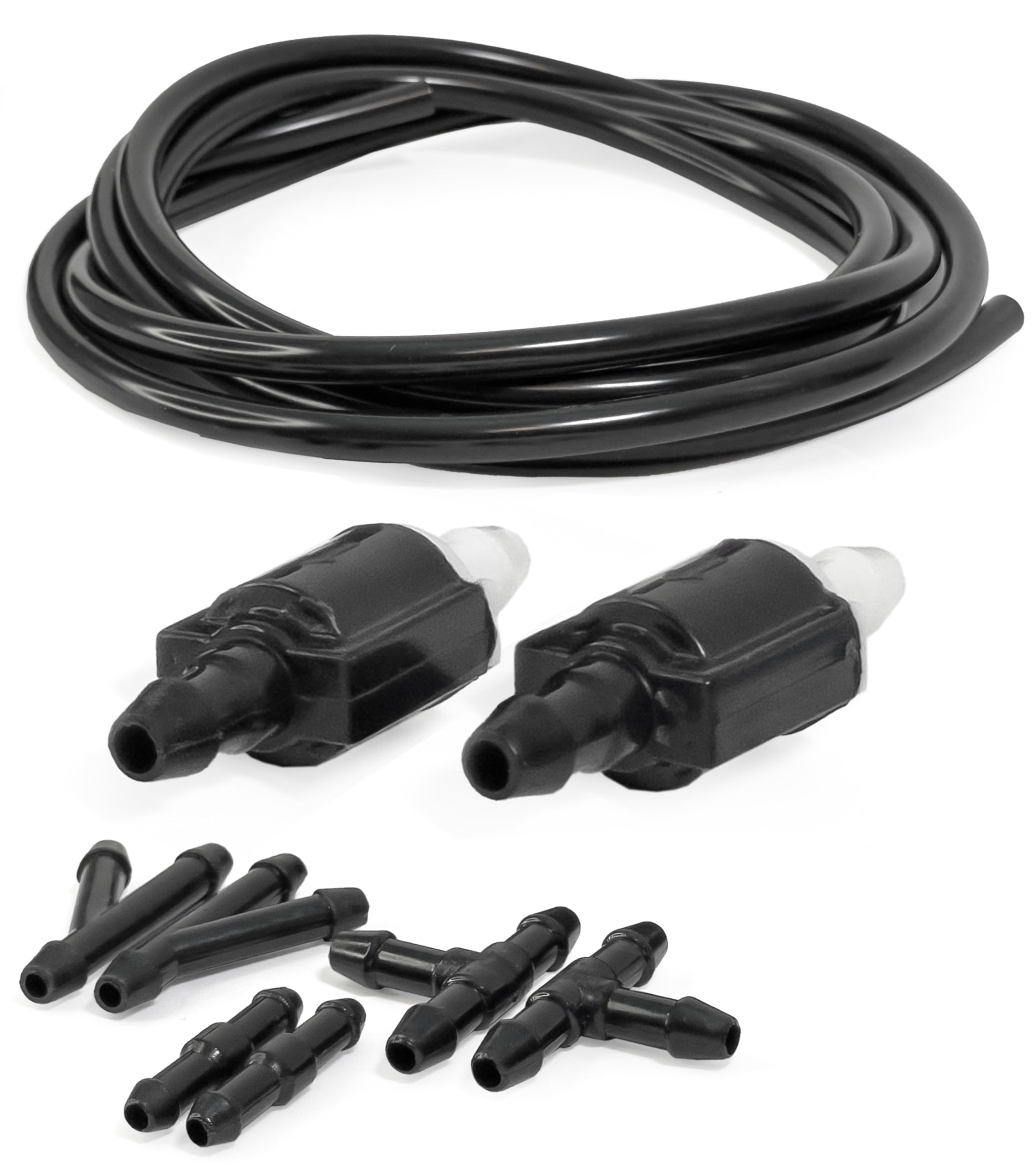 Click&Fit Accessories - Kit universale di valvole di ritegno per parabrezza, tubo, connettori per Toyota, Ford, Chevrolet, Nissan e altri veicoli; kit di riparazione esteso per tergicristalli e