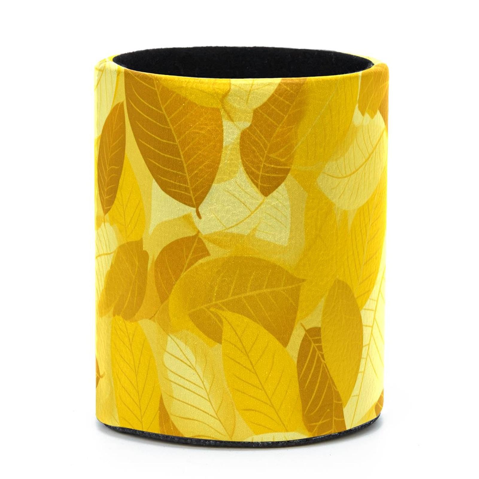 VAPOKF Round Pencil Holders for Desk, Artistic Leaves Pen Holders Pen Pot Makeup Brushes Storage Desktop Stationery Supplies Organiser for Home Office