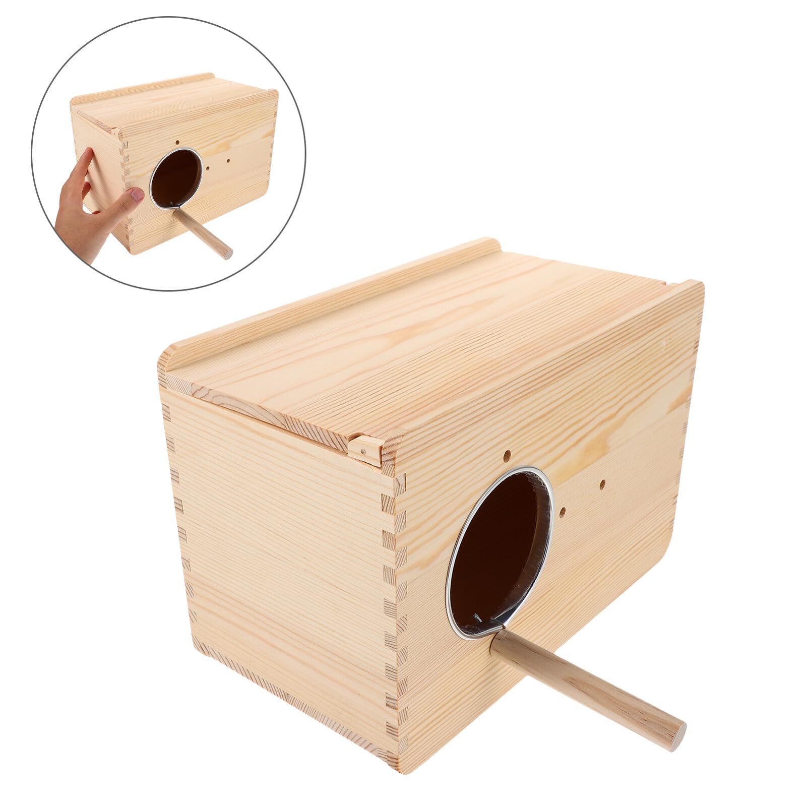 VICASKY Boîte de Nidification Bois pour Perroquets avec Perchoir Nichoir Isolé pour Calopsittes Perruches et Inséparables Accessoire Cage Élevage Oiseaux