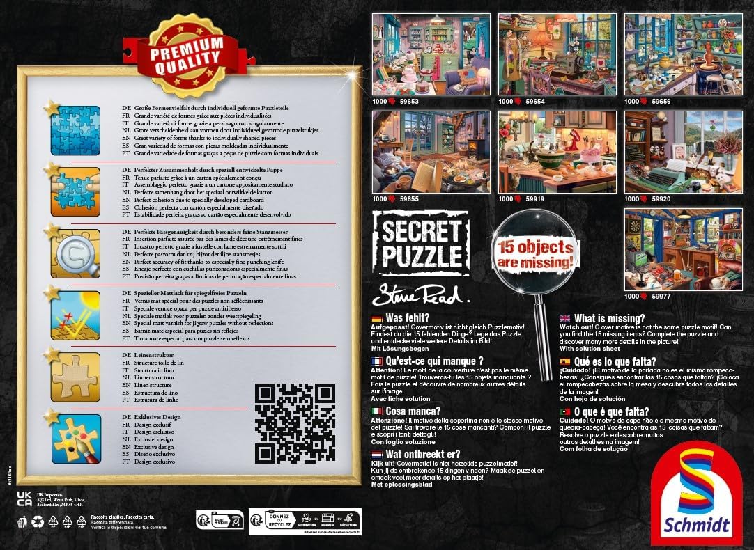 Schmidt Spiele 59654 Secret Puzzles, in the Sewing Room, 1000 Piece Puzzle
