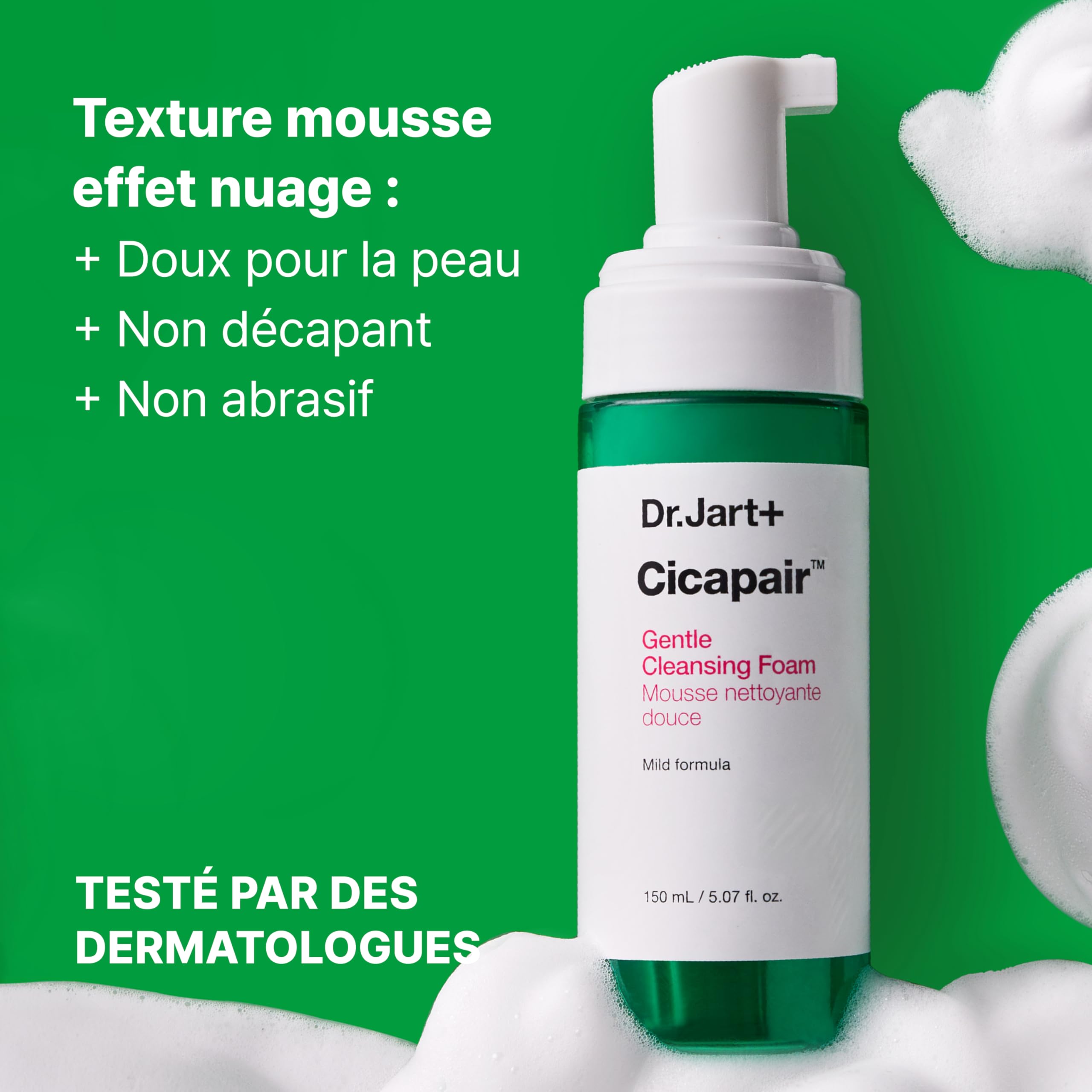 Dr.Jart+ Cicapair Nettoyant Visage Mousse Douce pour Peau Sensible | Nettoyant Visage Coréen, 150 ml