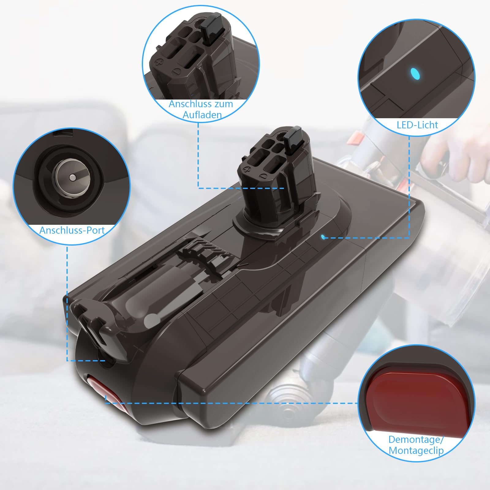 V11 Akku kompatibel mit Dyson SV15/SV16/V11 Outsize, Torque Dribe, Animal Cordless Stick/ V11 Absolute Extra, Fluffy Extra, Absolute Pro Staubsauger(Nicht für Befestigungsarten mit Schrauben)