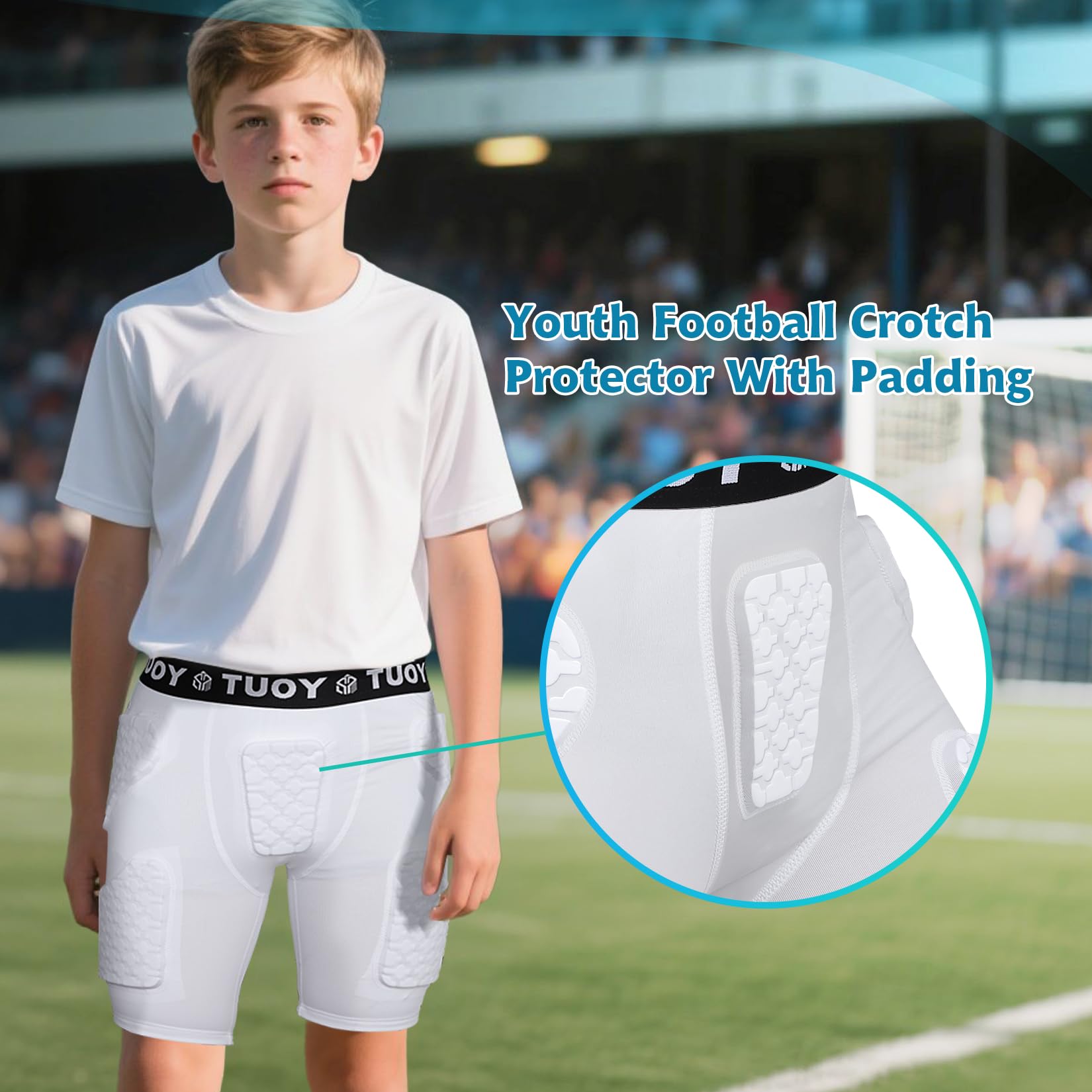 TUOY Pantaloncini a compressione imbottiti per calcio, protezione fianchi, 6 pezzi