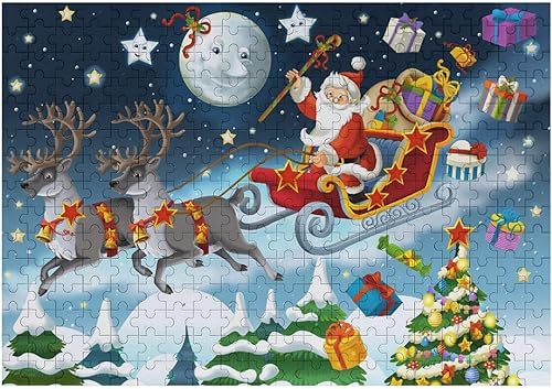 Miniatura 3 de Rompecabezas para adultos de 300 piezas, Noche de Nochebuena, Santa Claus, rompecabezas divertido para la familia