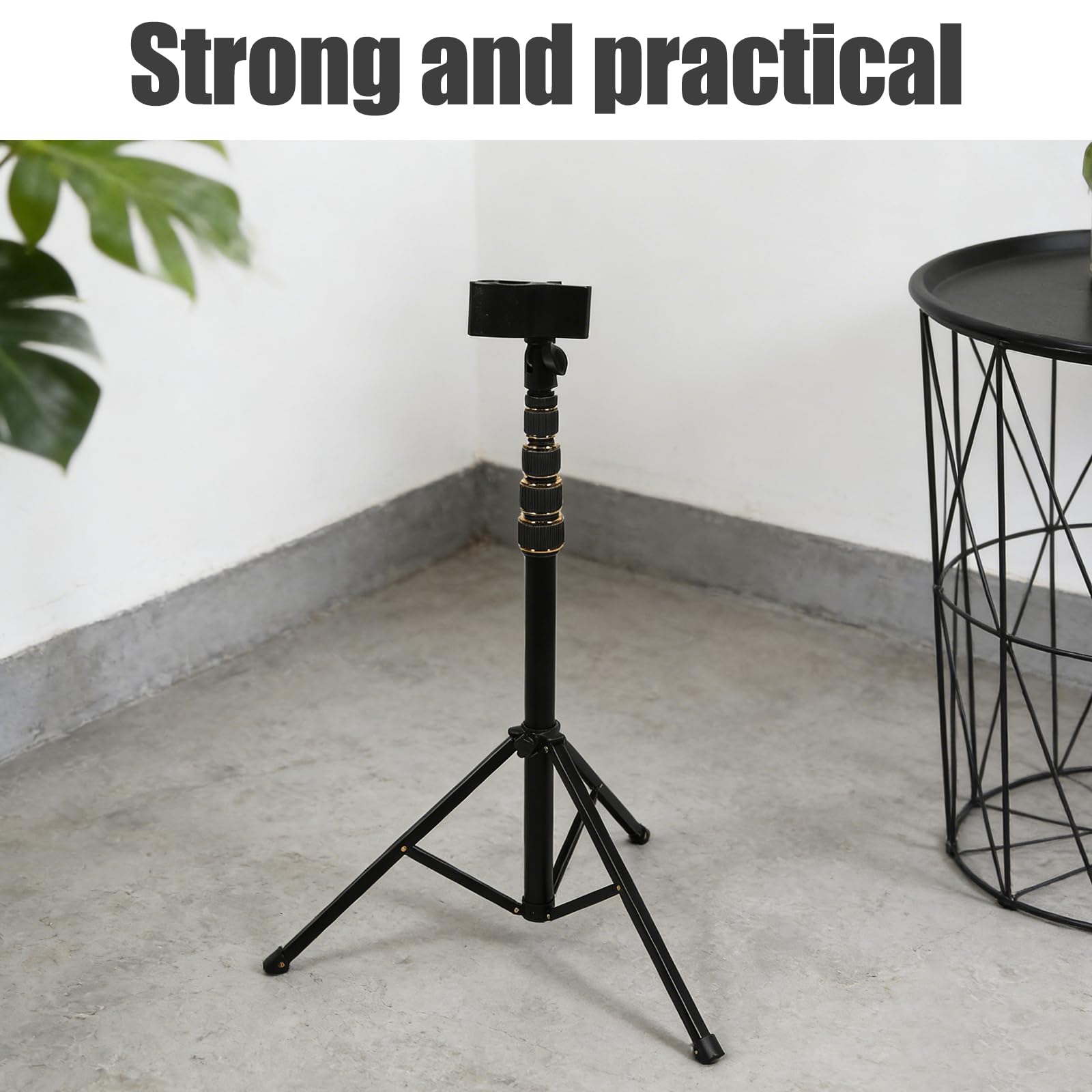 HEMOTON Soporte Vertical para Secador de Pelo Ajustable y Plegable | Aleación de Aluminio, Abrazadera Giratoria Antideslizante de 360°, Diámetro Máximo 55mm, Uso en Casa y Viaje