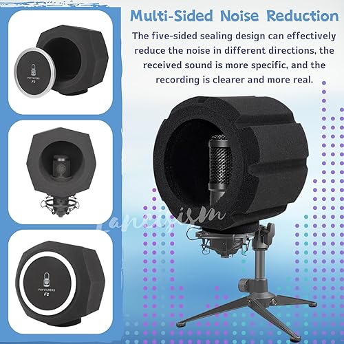 Miniatura 5 de Filtro pop para micrófono, parabrisas profesional para micrófono, protector de viento grueso, filtro acústico para micrófonos de estudios de
