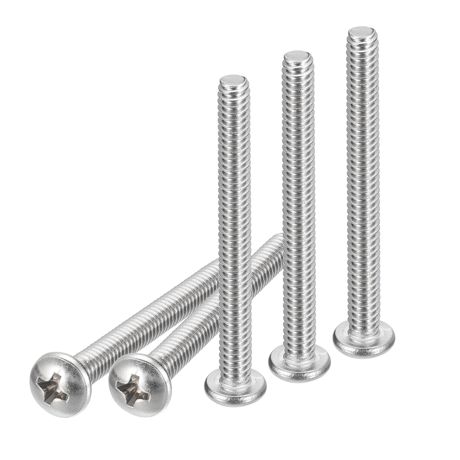 DTGN #10-24x2" Pan Head Machine Screws, 50Pcs 304 Stainless Steel, Phillips Drive, UNC Full Thread, Bright Finish, Screws Bolts Kit