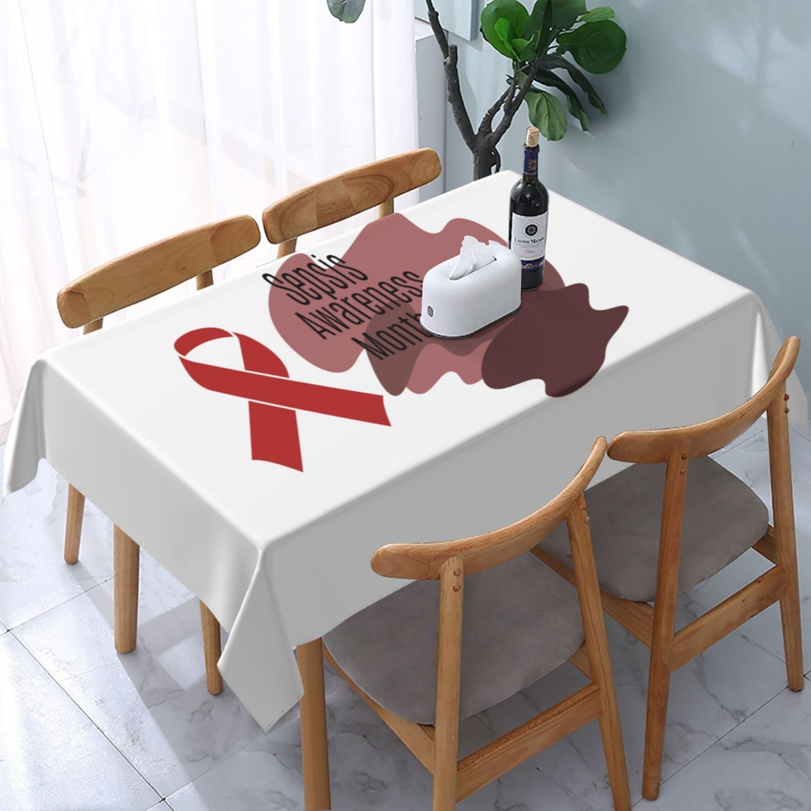 JunHeArt Sepsis Awareness Month Tablecloth Rectangle Table Cover Washable Table Cloths Decor For Kitchen 54" X 72"