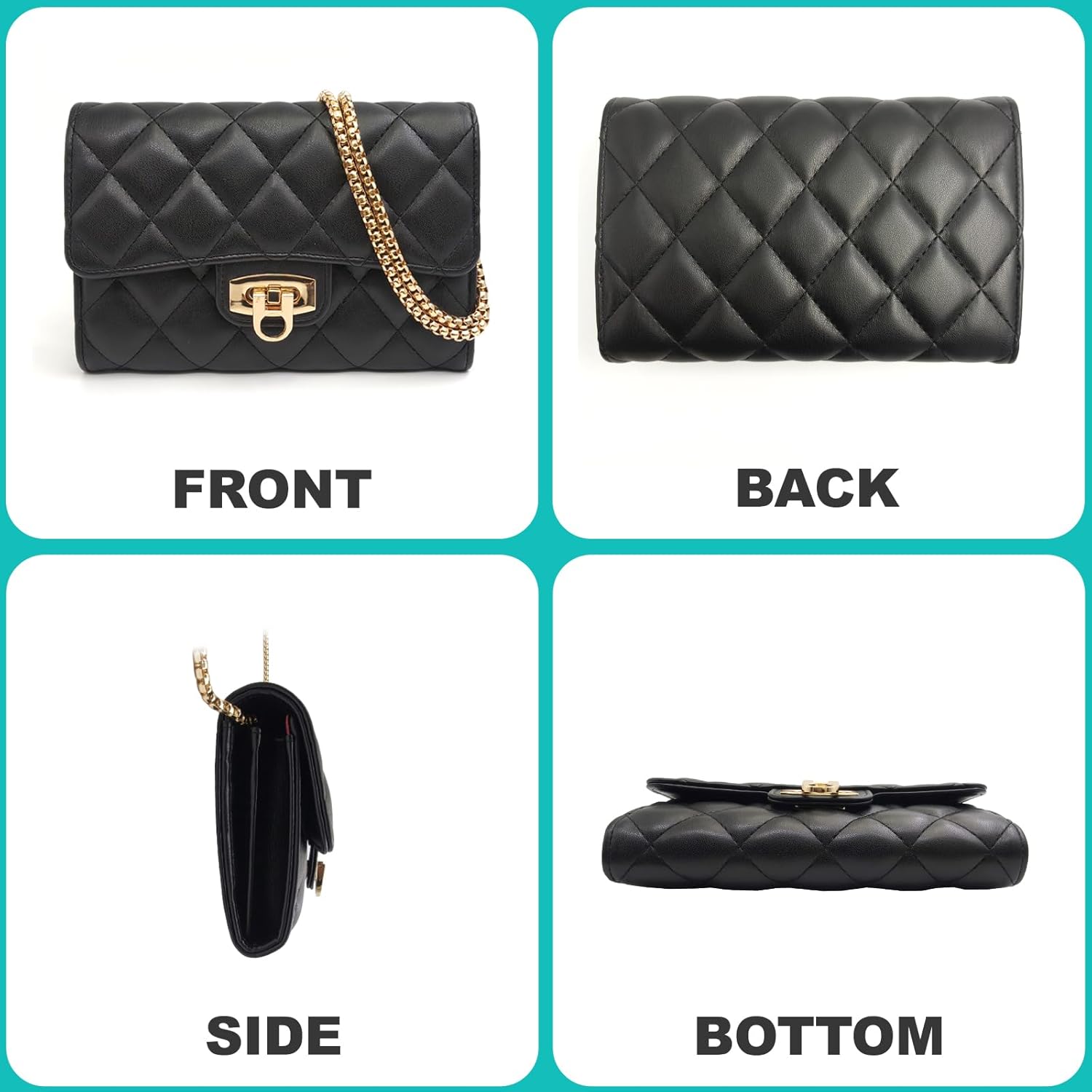 Small Black Clutch Purses for Women with Quilted Designs, Women's Trendy Quilted Crossbody Bags - Stylish Shoulder Handbags - Image 5