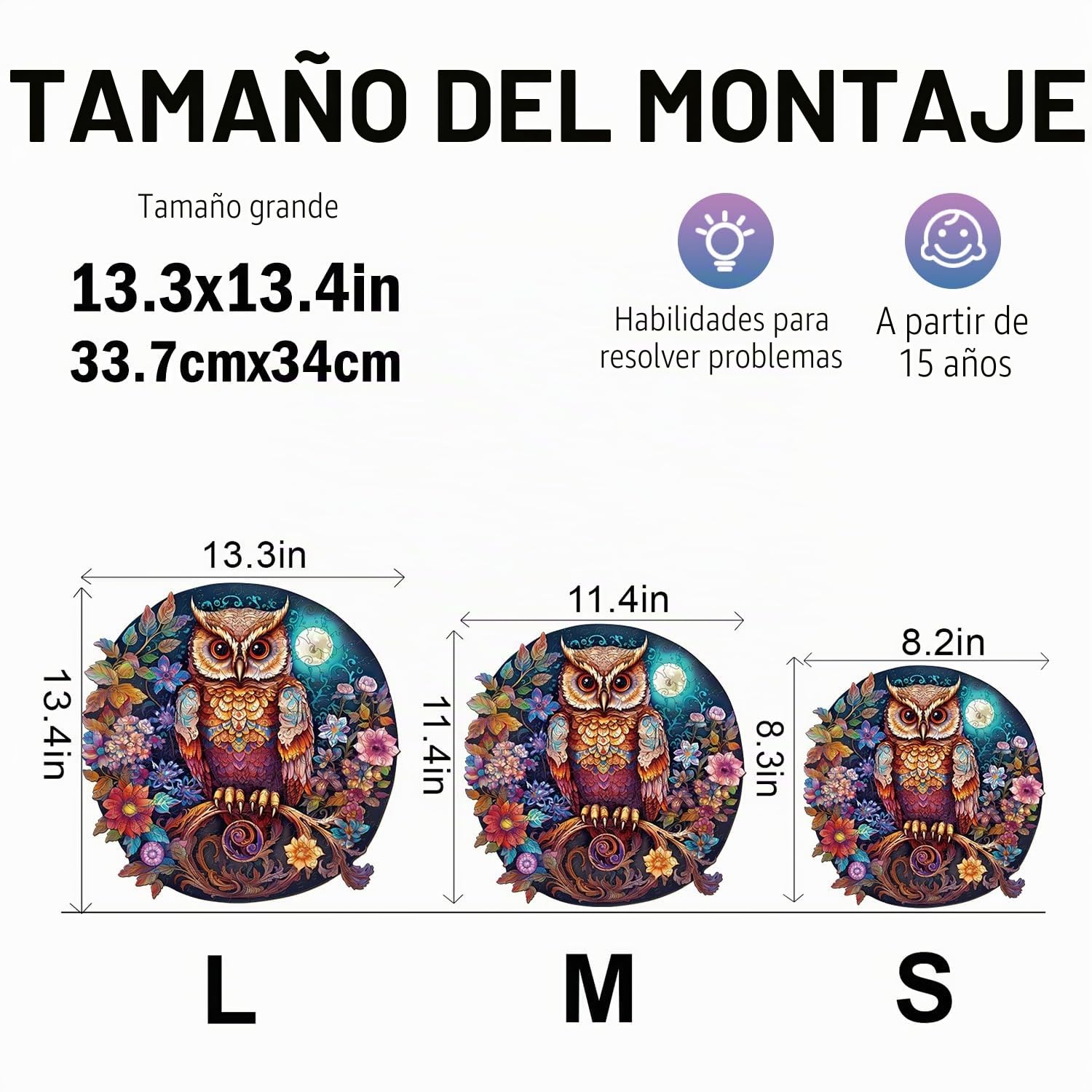 Jigfoxy Puzzle de madera para adultos, rompecabezas de búho para adultos, 270 piezas, L, Animalista, 18+ años, 1-4 jugadores, Jigsaw, PUZZLES, Madera, 34 x 33.9 cm