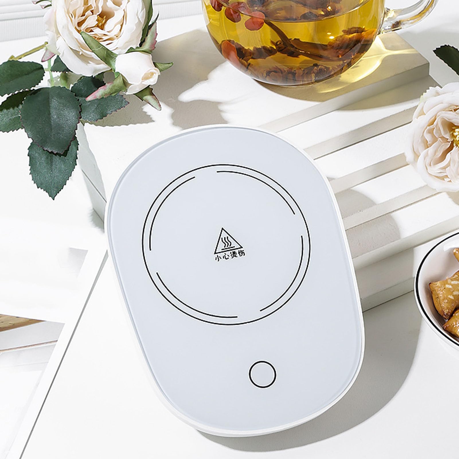 Kikumi Mug Warmer, 55 Degree Celsius Constant Temperature Electric Warmer Coaster for Coffee Tea Hot Chocolate Soup, with Intelligent Protection Device, for Desk Home Office Kitchen