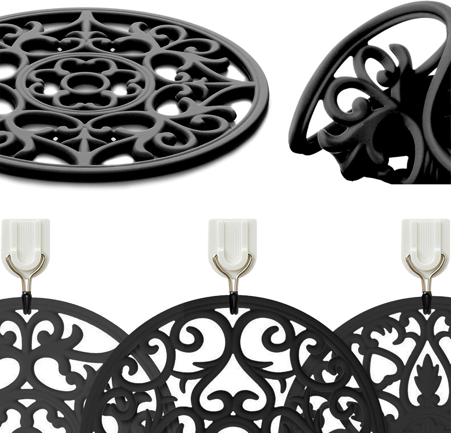 Boxiki Kitchen - Tappetino sottopentola per fiori in silicone (nero)