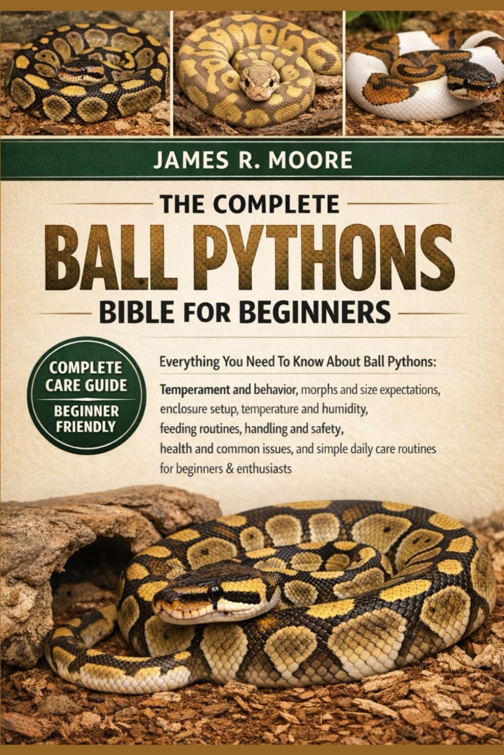 THE COMPLETE BALL PYTHONS BIBLE FOR BEGINNERS: Everything You Need To Know About Ball Pythons: Temperament and behavior, morphs and size ...handling ... care routines for beginners & enthusiasts
