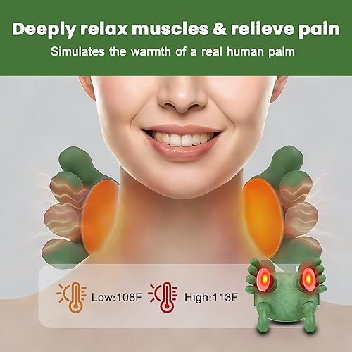 Miniatura 3 de Masajeador de cuello para aliviar el dolor de tejido profundo, masaje de amasamiento 4D, silencioso y portátil, ligero, ajuste de 3 velocidades,