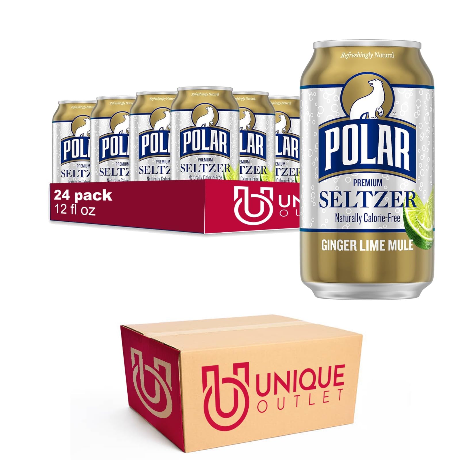 Polar Seltzer 20 Pack of Ginger Lime Mule Premium Sparkling Water 12 fl oz Can