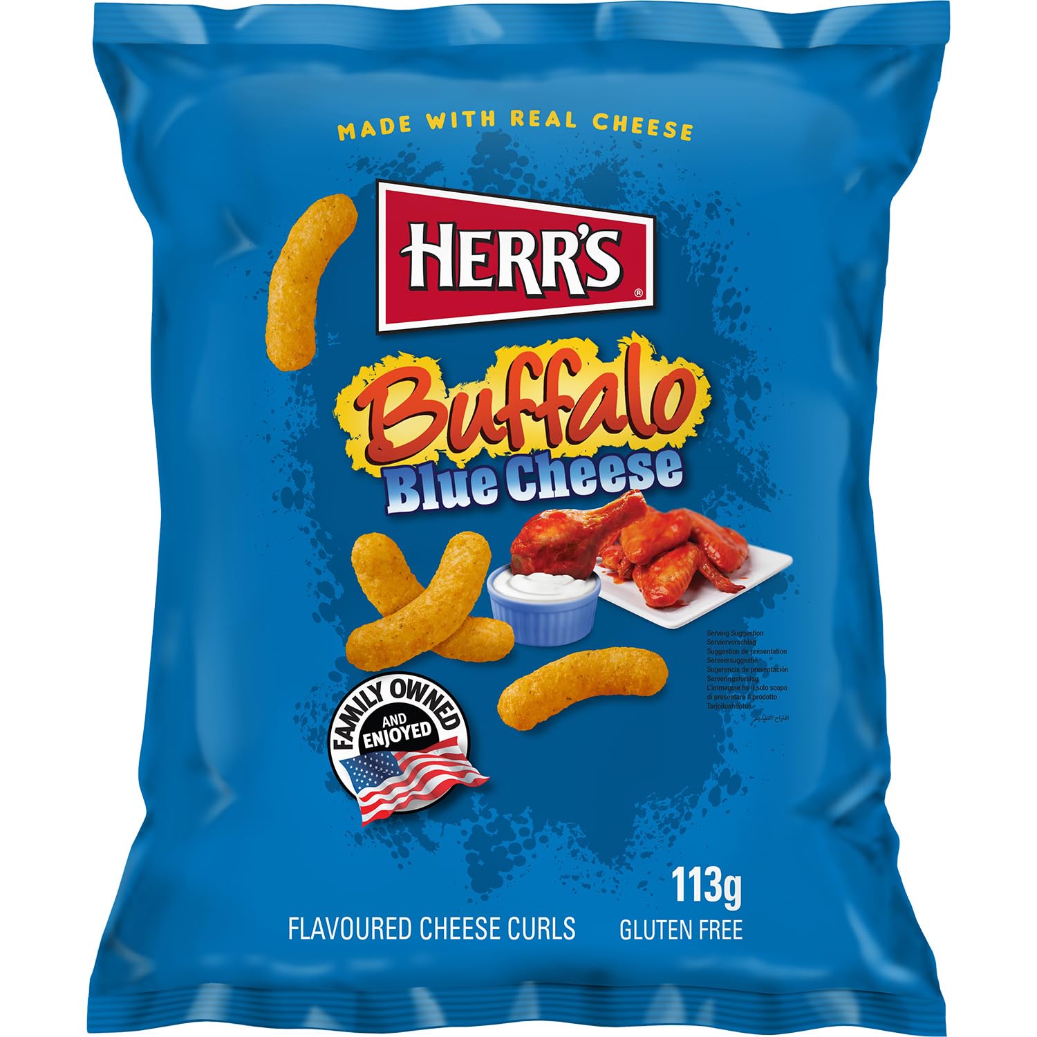 Herr's Buffalo Blue Cheese Flavored Cheese Curls Chips| Gluten Free Snack 113g