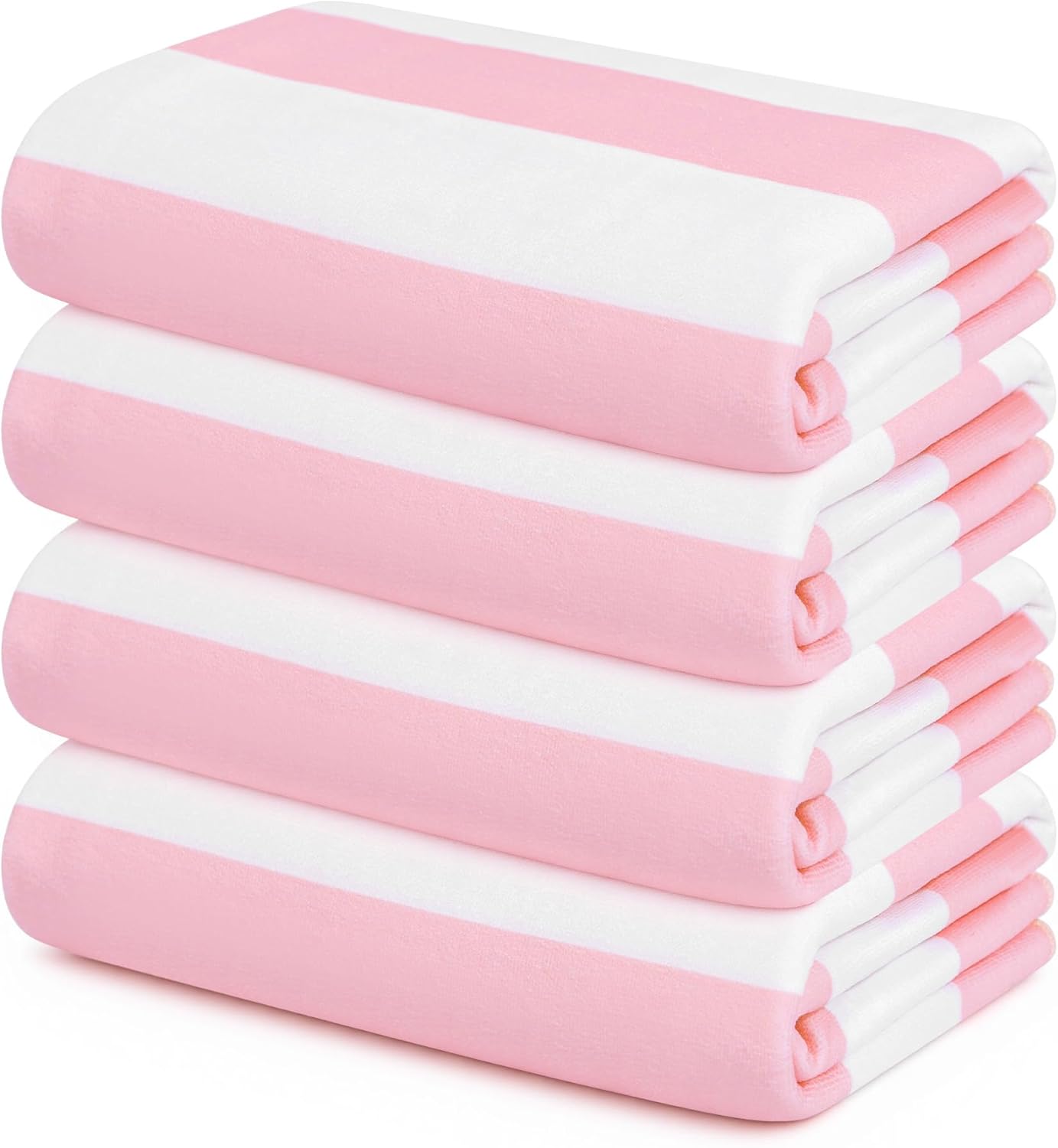TOUCHAT 4 Pack Oversized 30x60 Microfiber Beach Towels Pink Striped Quick Dry Super Absorbent Sand Free Lightweight for Pool Swim Travel