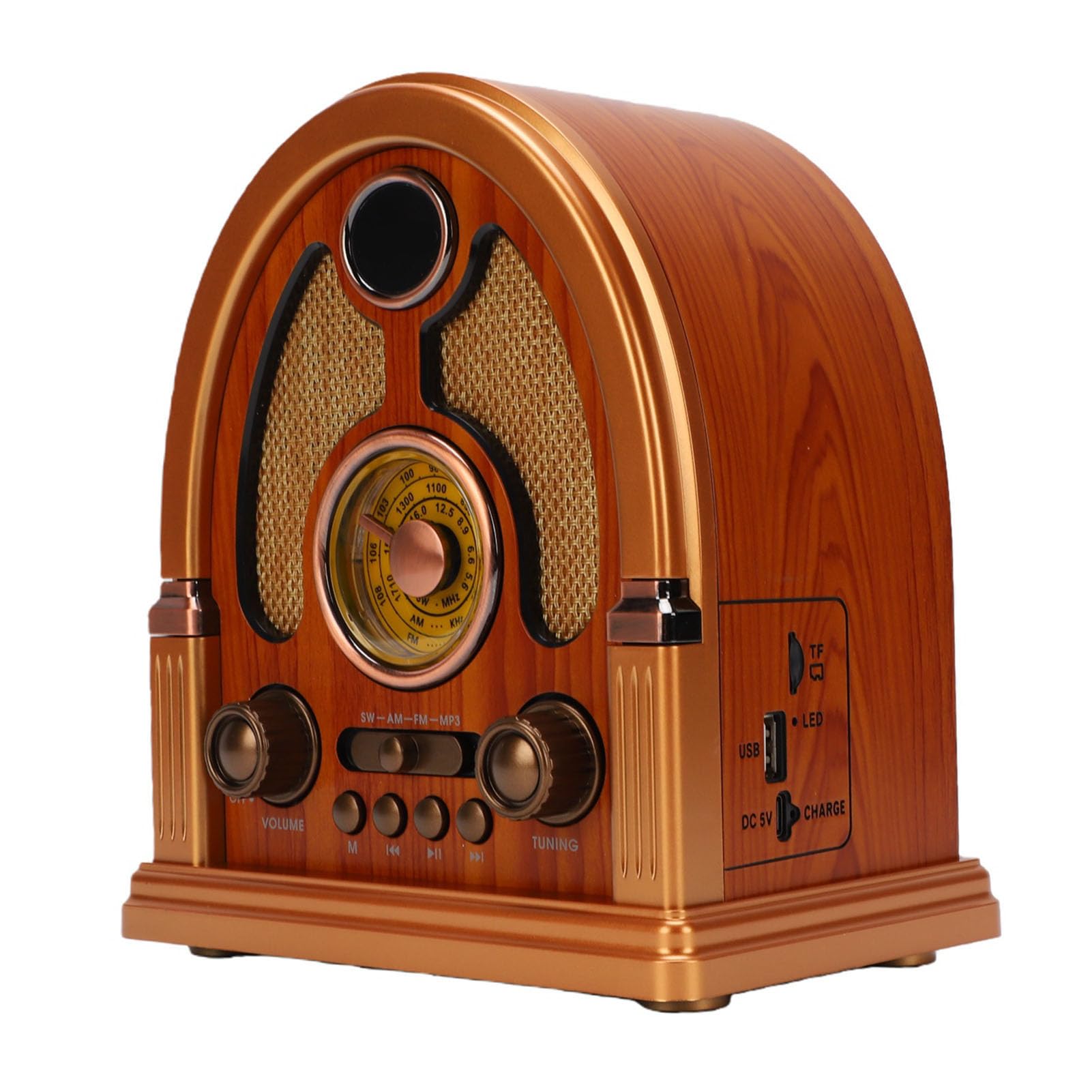 Bewinner Radio Vintage Am FM SW, Altavoz Bluetooth TWS con Reproducción de Tarjeta USB (Yellow)