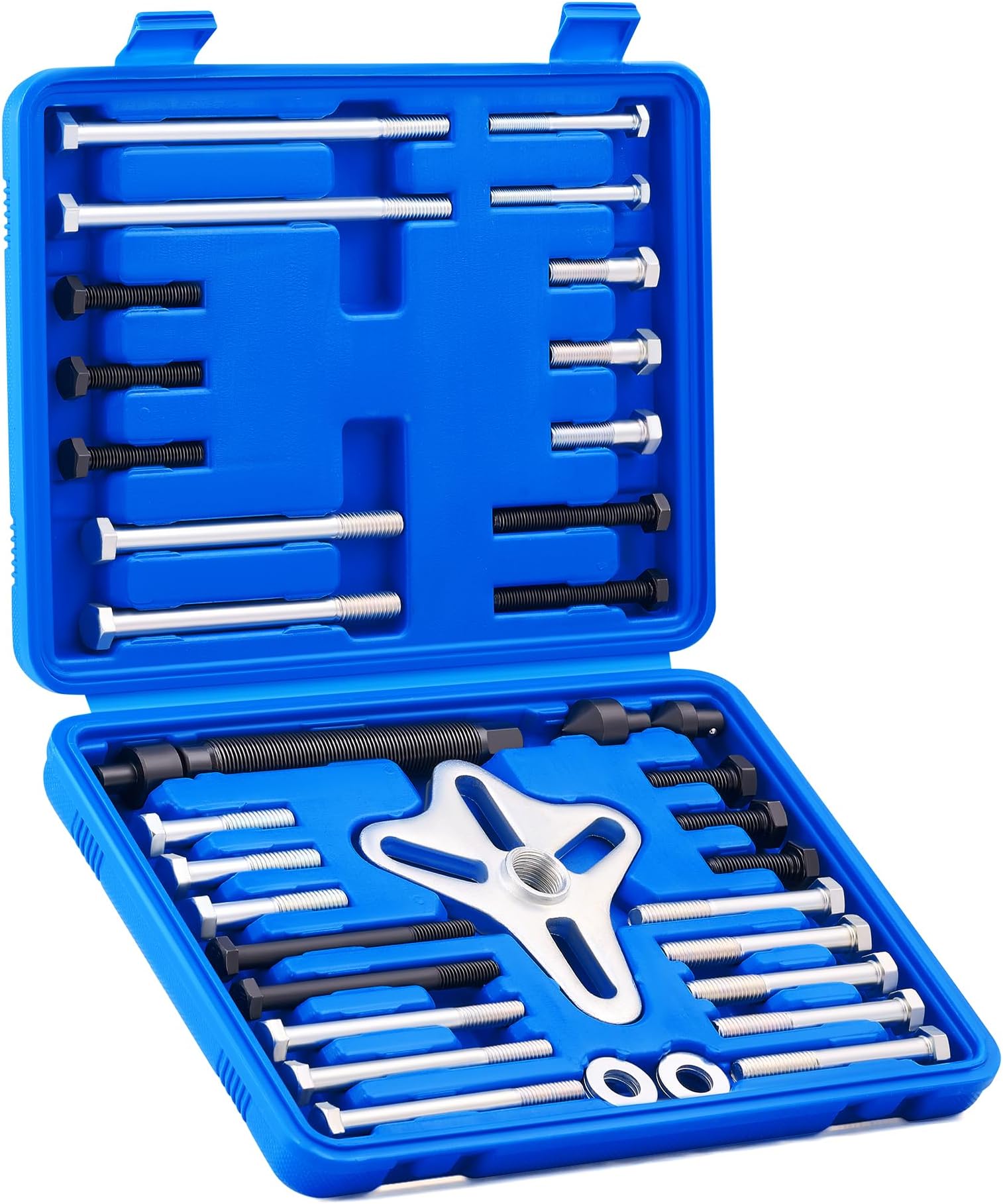 Orion Motor Tech 49pc Harmonic Balancer Puller Kit, Flywheel Puller & Gear Puller Set, Automotive Steering Wheel & Hub Puller Tool Kit, Flange Type Crank Pulley Removal Tool