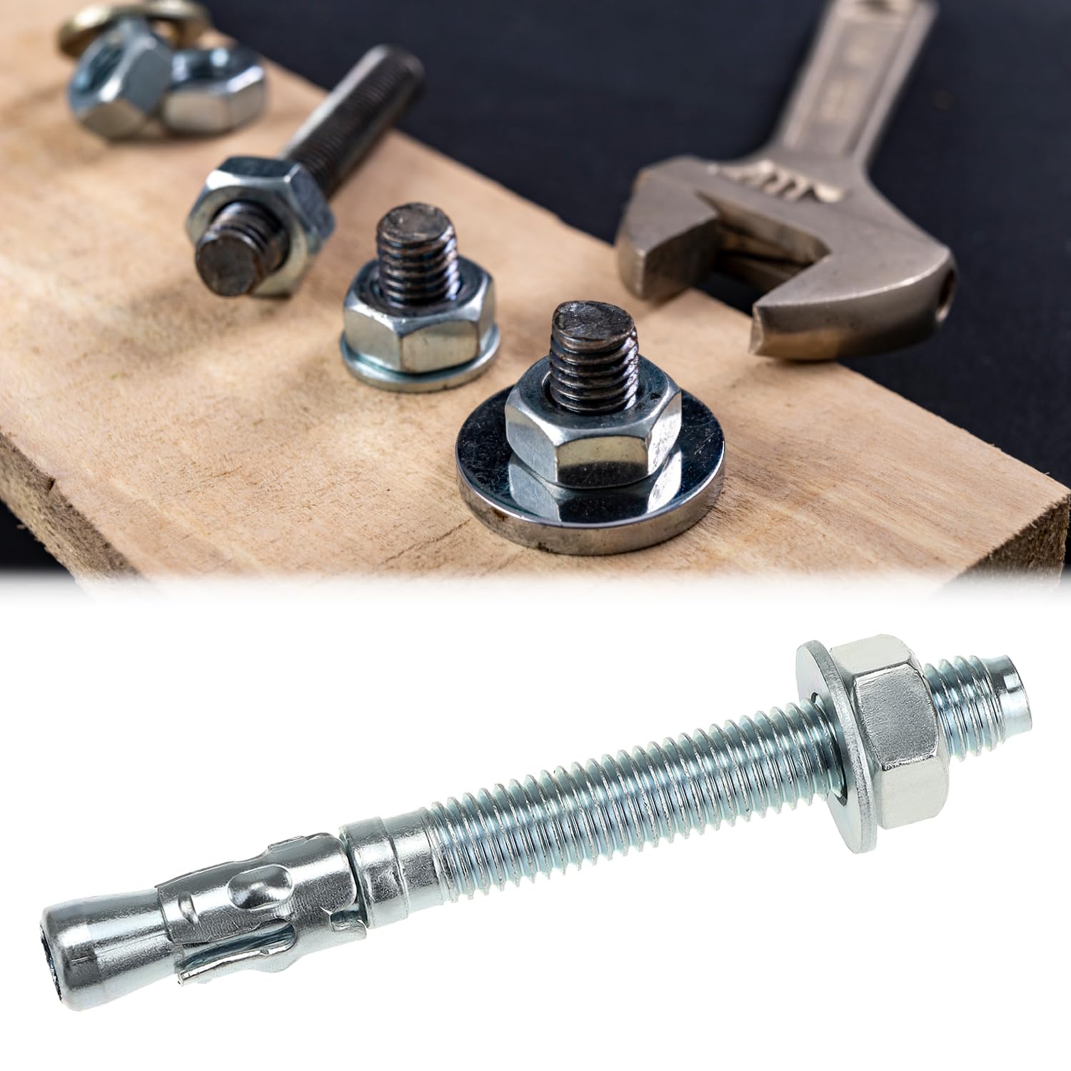 QWORK Ancoraggio a cuneo zincato resistente, 1/2 pollici x 4-1/2 pollici, 50 pezzi - acciaio al carbonio per applicazioni in calcestruzzo