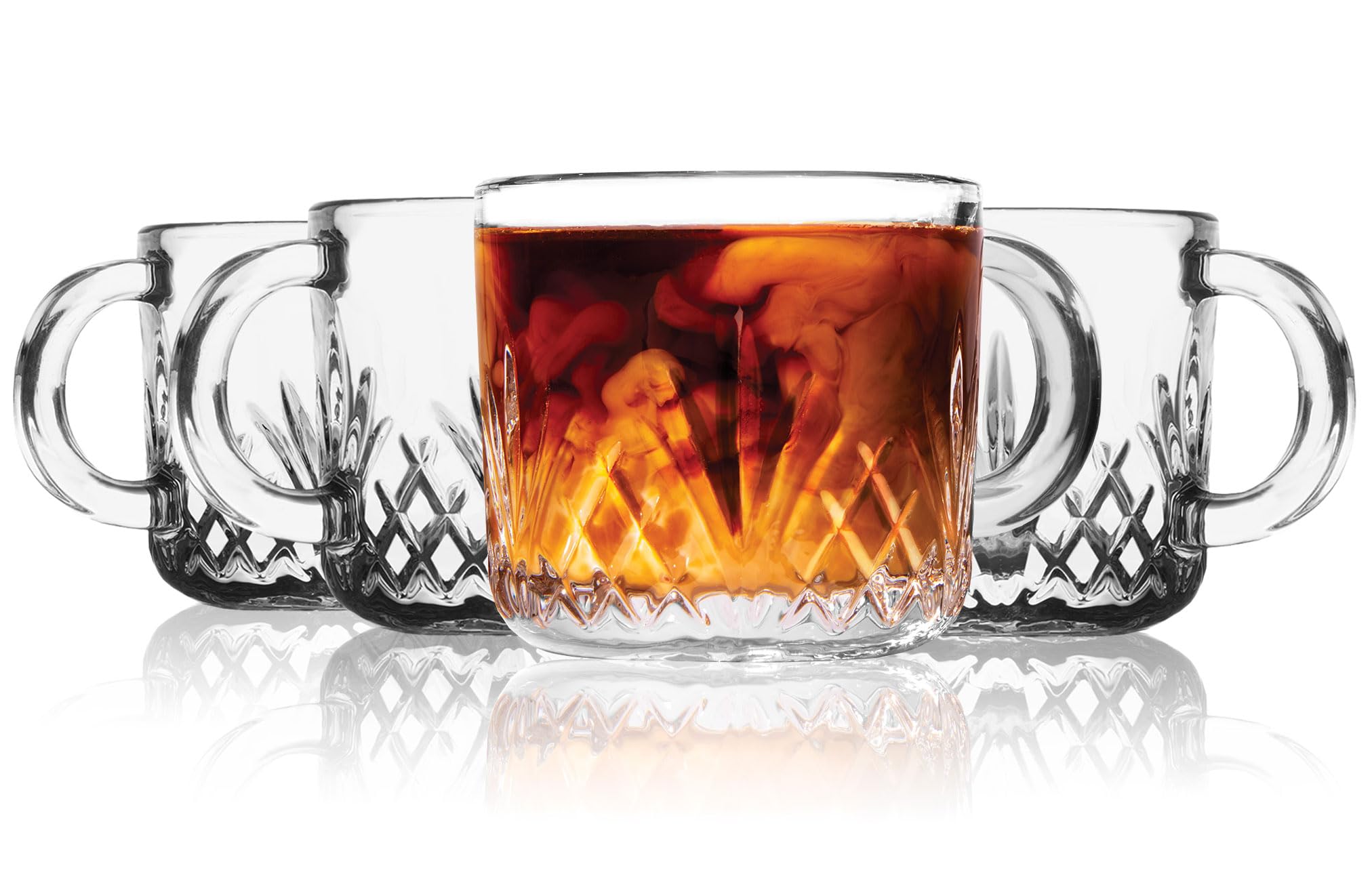 Godinger Mini Espresso Coffee/Tea Cups - Glass - 4oz, Set of 4