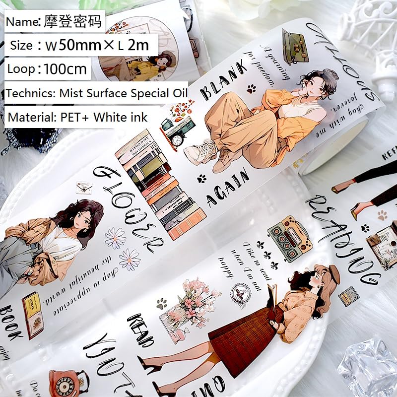 Image of New Popular PET Tape Modern Girls Collage Glossy Washi Tape for Decoration Small Fresh Flower Materials (90721)