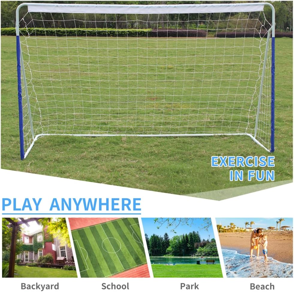 Portable Kids Soccer Goal Set with Net for Backyard, Yard, Park - Easy Setup Foldable Youth Football Goal 8x5 Feet
