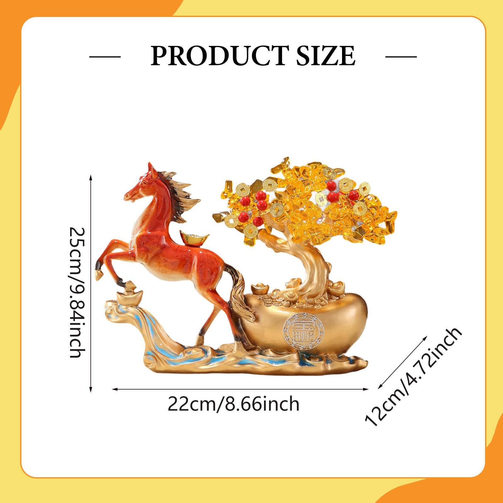 Figura de Caballo de Resina Artesanal - Escultura de Animal Auspicioso para Desear Y Prosperidad - Diseño Creativo - Ideal para Decorar La Mes, Rojo, Individual