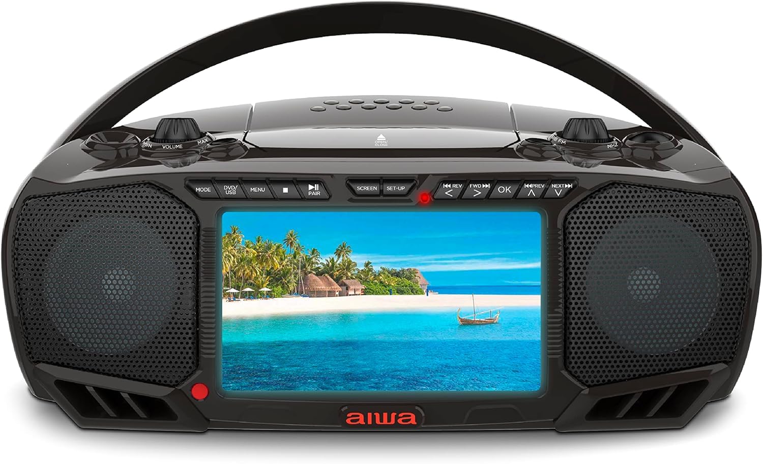 Aiwa Portable DVD Player, Crystal Clear Sound with Dual 3W Speakers and Bass Function, Featuring a 7