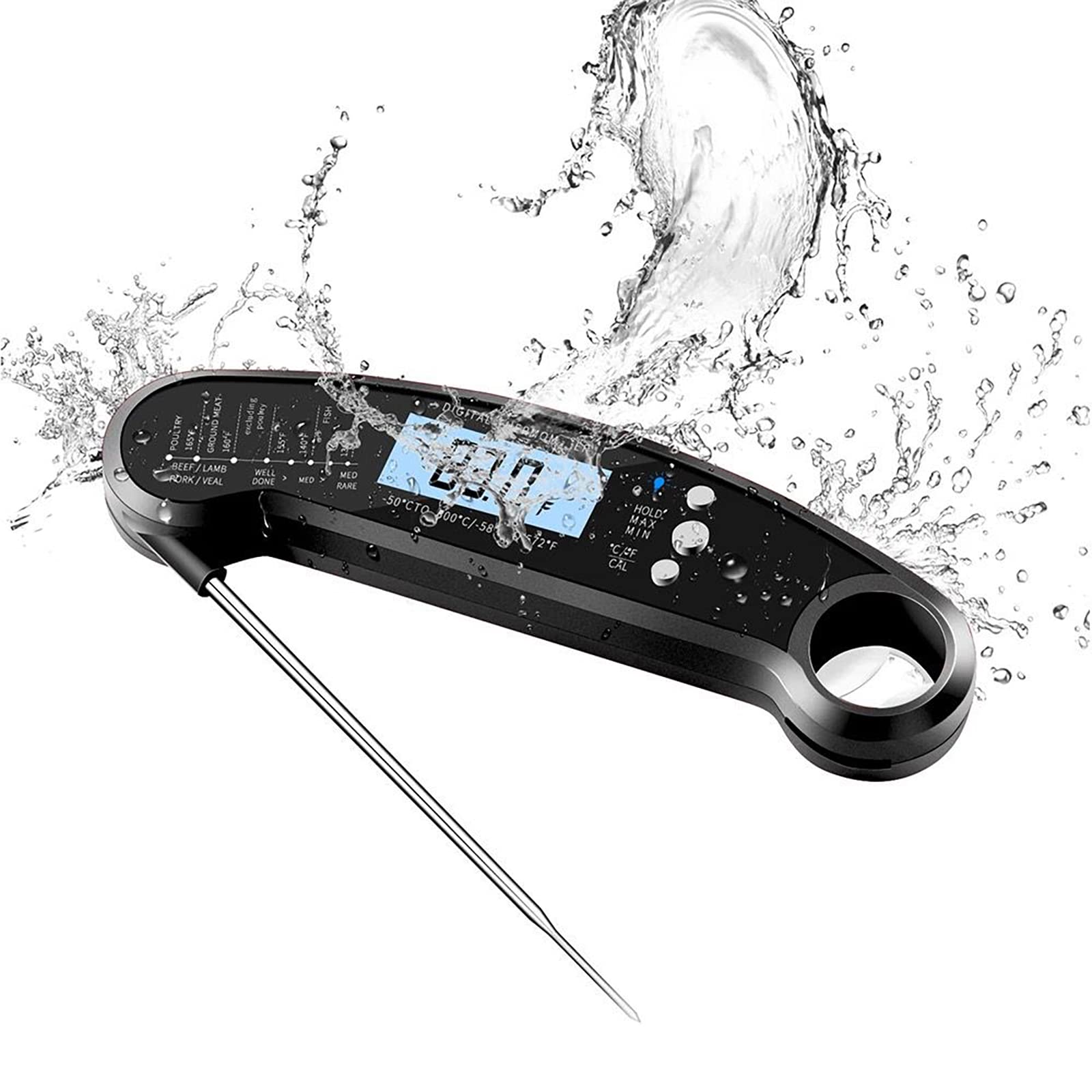 Digital Meat Thermometer with Probe, Instant Read Food Thermometer for Grilling BBQ, Kitchen Cooking, Baking, Liquids, Can...