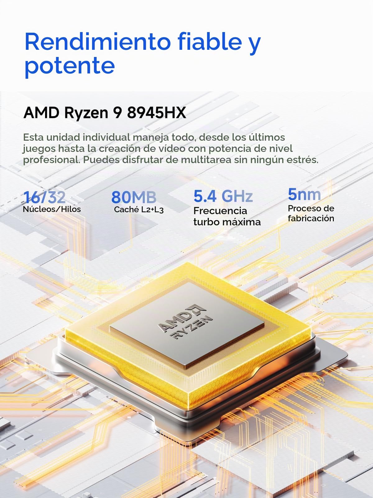 MINISFORUM G1 Pro Mini PC Gaming, Ryzen 9 8945HX (16C/32T, hasta 5,4 GHz), NVIDIA GeForce RTX 5060 8GB GDDR7, 32GB DDR5, 1TB SSD, 5GbE LAN, Wi-Fi 7, Quad 4K, 245W Performance Desktop